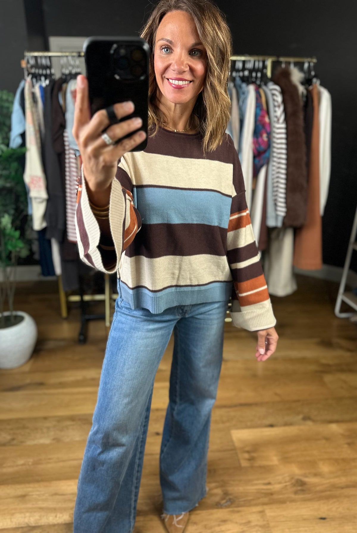 Same Roots Striped Lightweight Knit-Sweaters-Very J-Anna Kaytes Boutique, Women's Fashion Boutique in Grinnell, Iowa