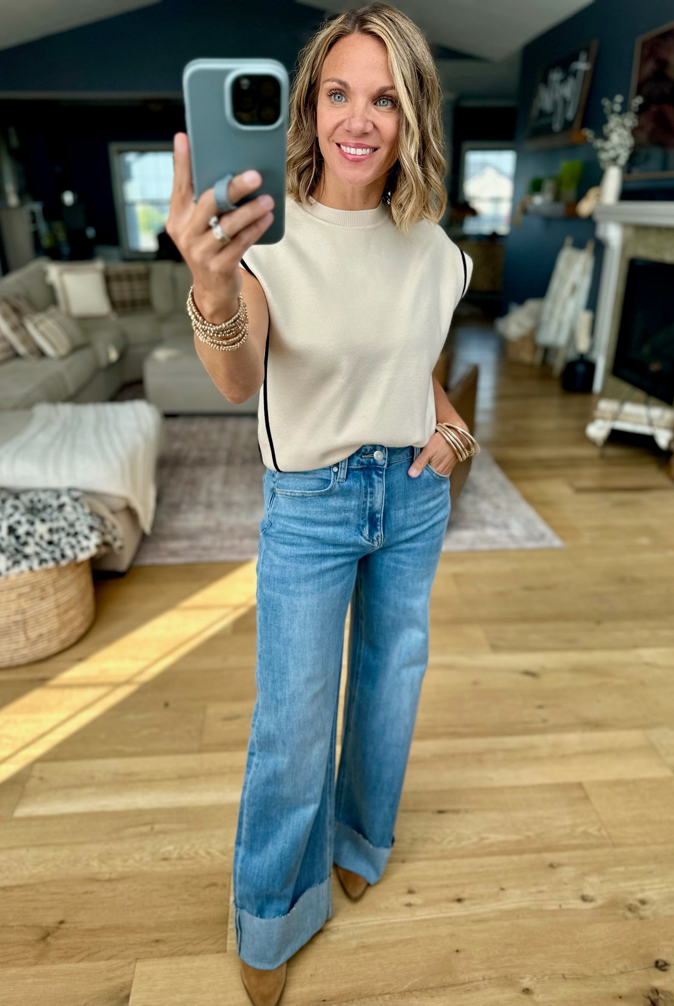 The Jenna High-Rise Straight Cuff Denim-Anniewear-Anna Kaytes Boutique, Women's Fashion Boutique in Grinnell, Iowa