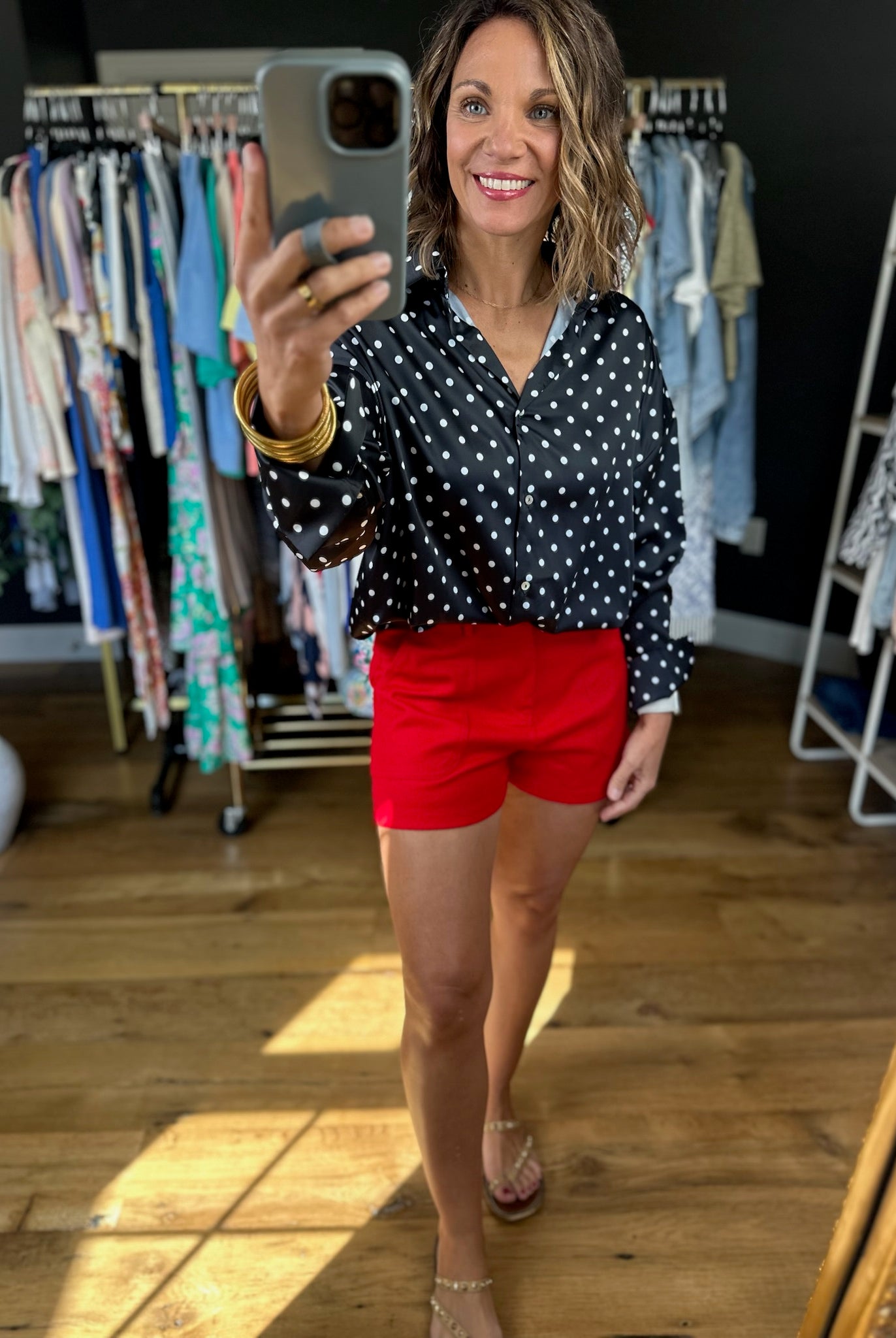 Served Its Purpose Polka-Dot Button-Down Top-Long Sleeves-Vine & Love-Anna Kaytes Boutique, Women's Fashion Boutique in Grinnell, Iowa