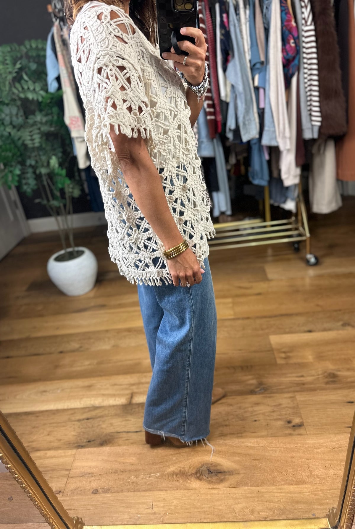 Keep You Around Crochet Knit Top-Short Sleeves-Easel-Anna Kaytes Boutique, Women's Fashion Boutique in Grinnell, Iowa