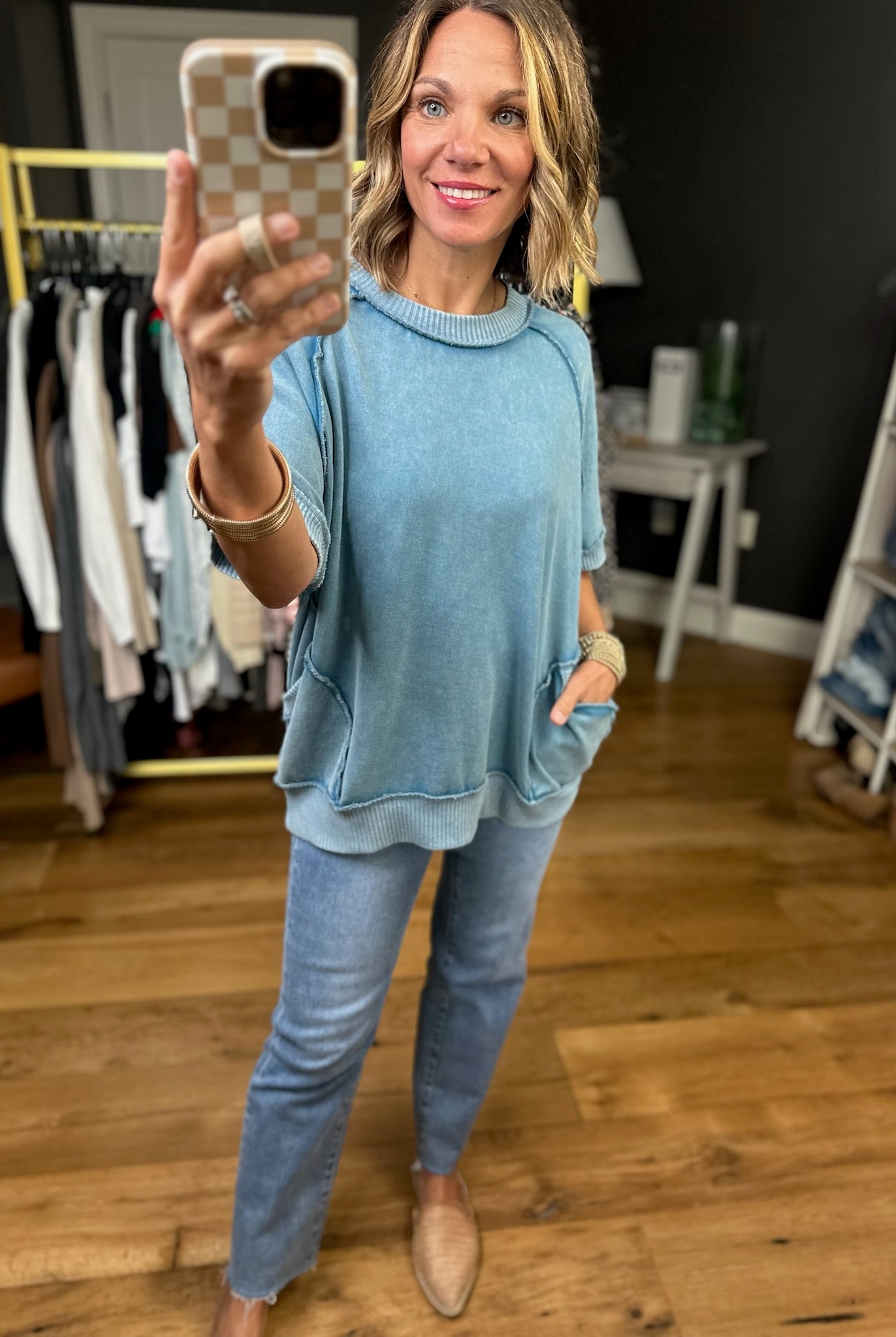 By My Side Washed Pocket Top - Multiple Options-Easel-Anna Kaytes Boutique, Women's Fashion Boutique in Grinnell, Iowa