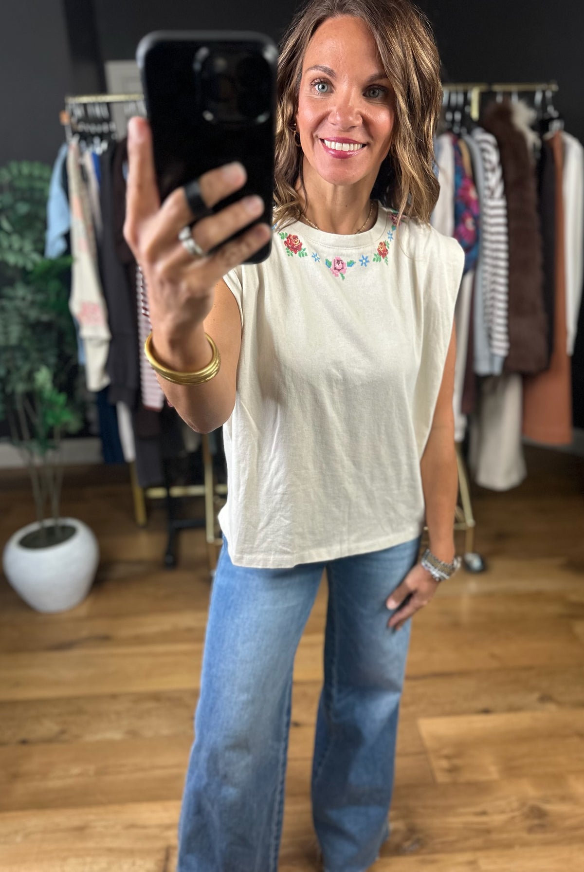 Known For Loving You Embroidered Tee-Short Sleeves-ee:some-Anna Kaytes Boutique, Women's Fashion Boutique in Grinnell, Iowa