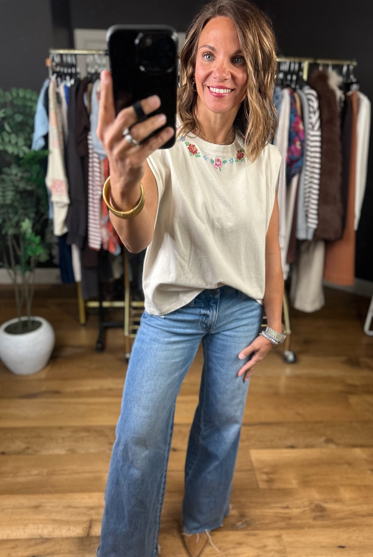 Known For Loving You Embroidered Tee-Short Sleeves-ee:some-Anna Kaytes Boutique, Women's Fashion Boutique in Grinnell, Iowa