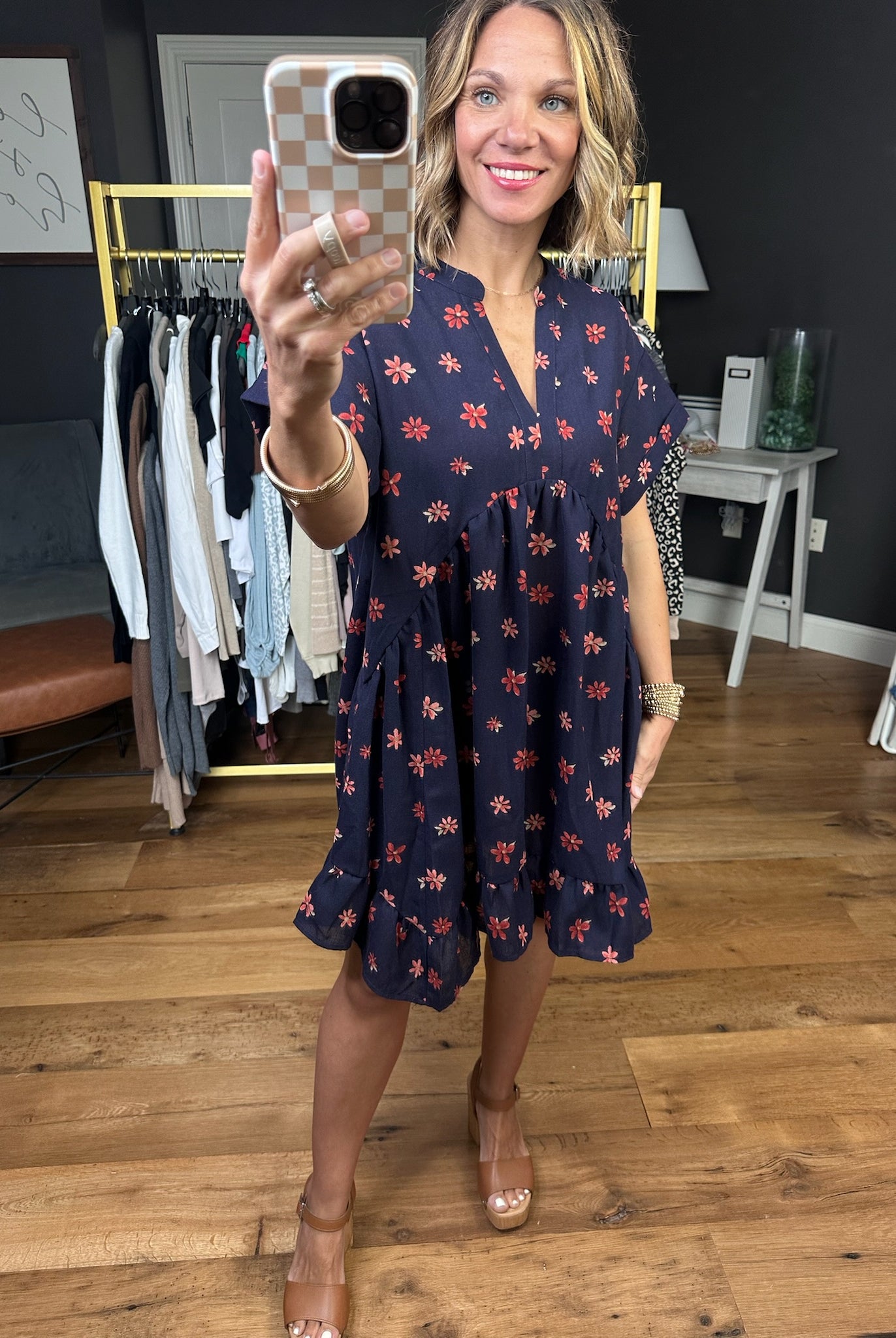 Field Of Florals Pocket Dress - Navy-Easel-Anna Kaytes Boutique, Women's Fashion Boutique in Grinnell, Iowa