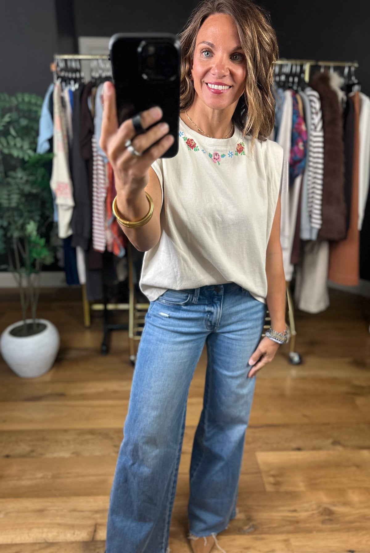 Known For Loving You Embroidered Tee-Short Sleeves-ee:some-Anna Kaytes Boutique, Women's Fashion Boutique in Grinnell, Iowa