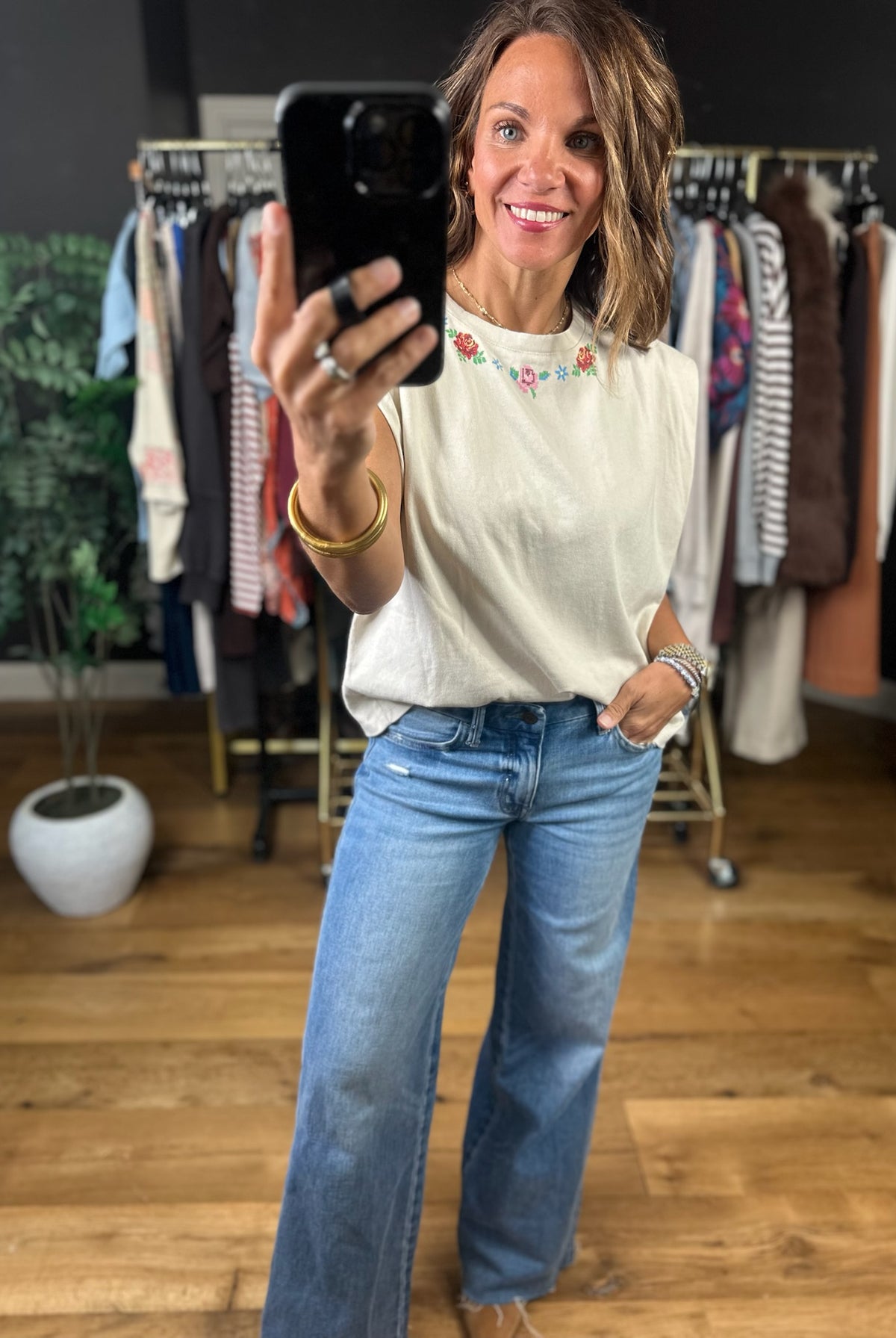 Known For Loving You Embroidered Tee-Short Sleeves-ee:some-Anna Kaytes Boutique, Women's Fashion Boutique in Grinnell, Iowa