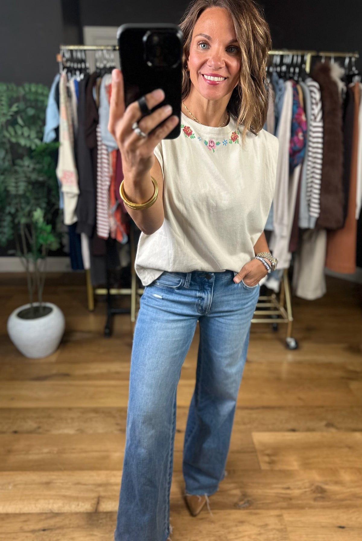 Known For Loving You Embroidered Tee-Short Sleeves-ee:some-Anna Kaytes Boutique, Women's Fashion Boutique in Grinnell, Iowa