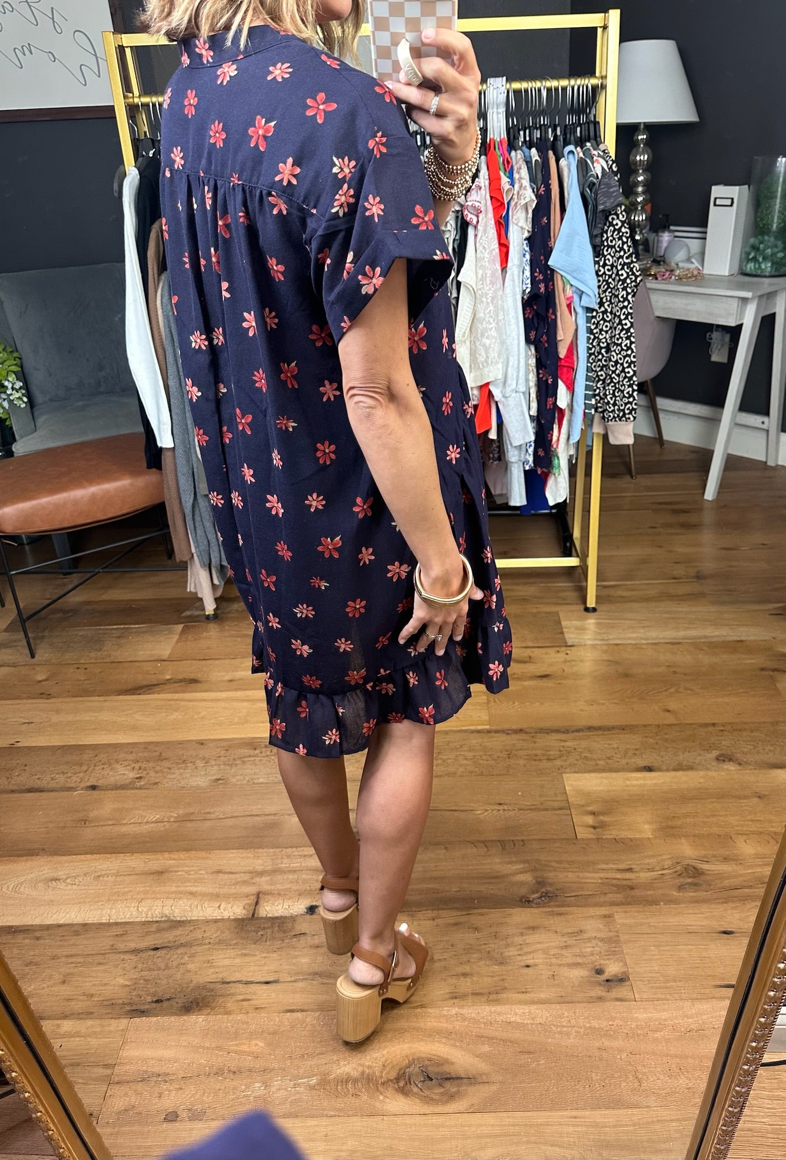 Field Of Florals Pocket Dress - Navy-Easel-Anna Kaytes Boutique, Women's Fashion Boutique in Grinnell, Iowa