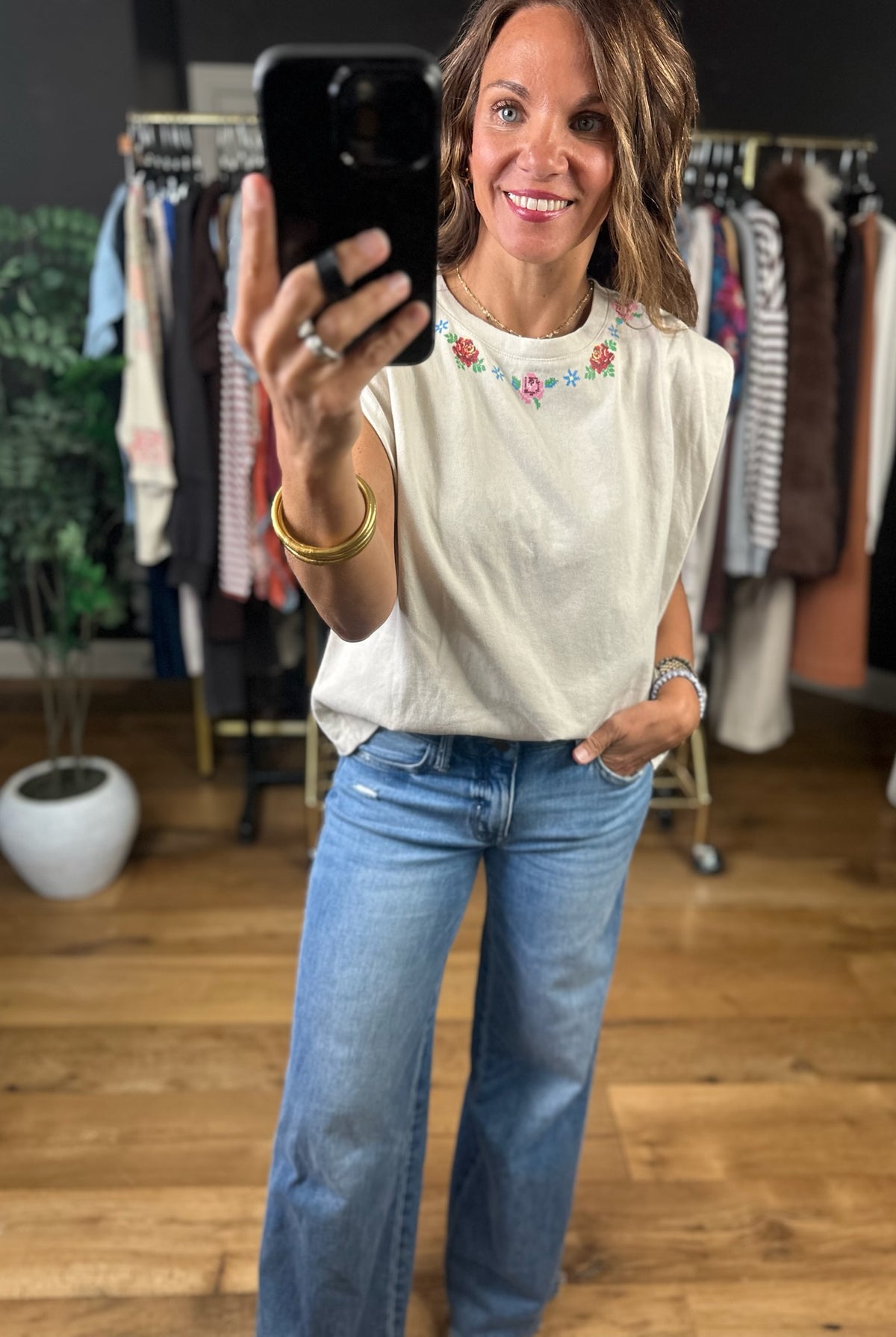 Known For Loving You Embroidered Tee-Short Sleeves-ee:some-Anna Kaytes Boutique, Women's Fashion Boutique in Grinnell, Iowa