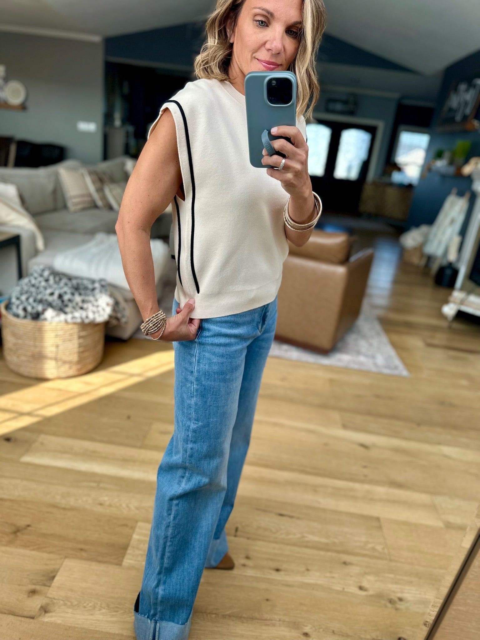 In Another World Knit Trimmed Top-THML-Anna Kaytes Boutique, Women's Fashion Boutique in Grinnell, Iowa