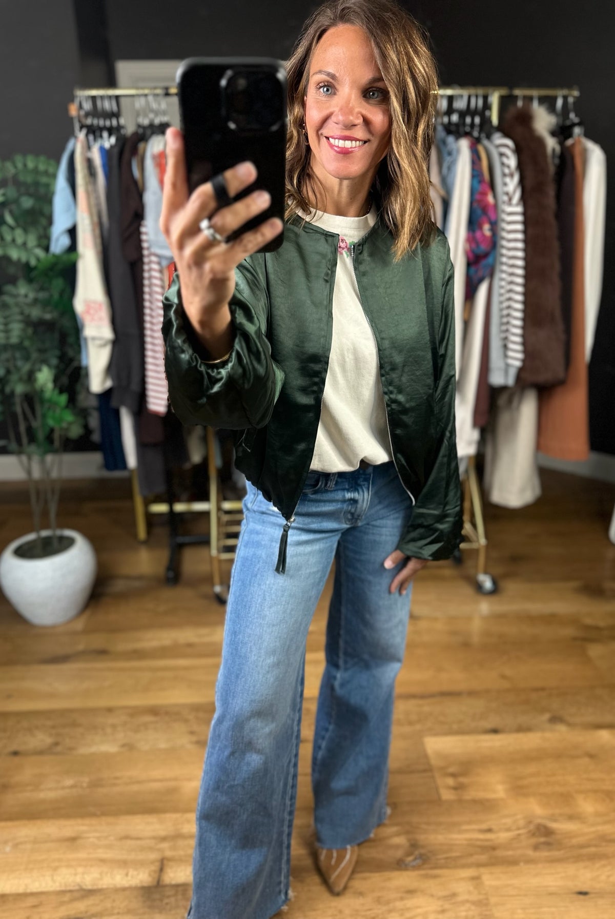 Balancing Act Bubble-Hem Jacket-Jackets-She & Sky-Anna Kaytes Boutique, Women's Fashion Boutique in Grinnell, Iowa