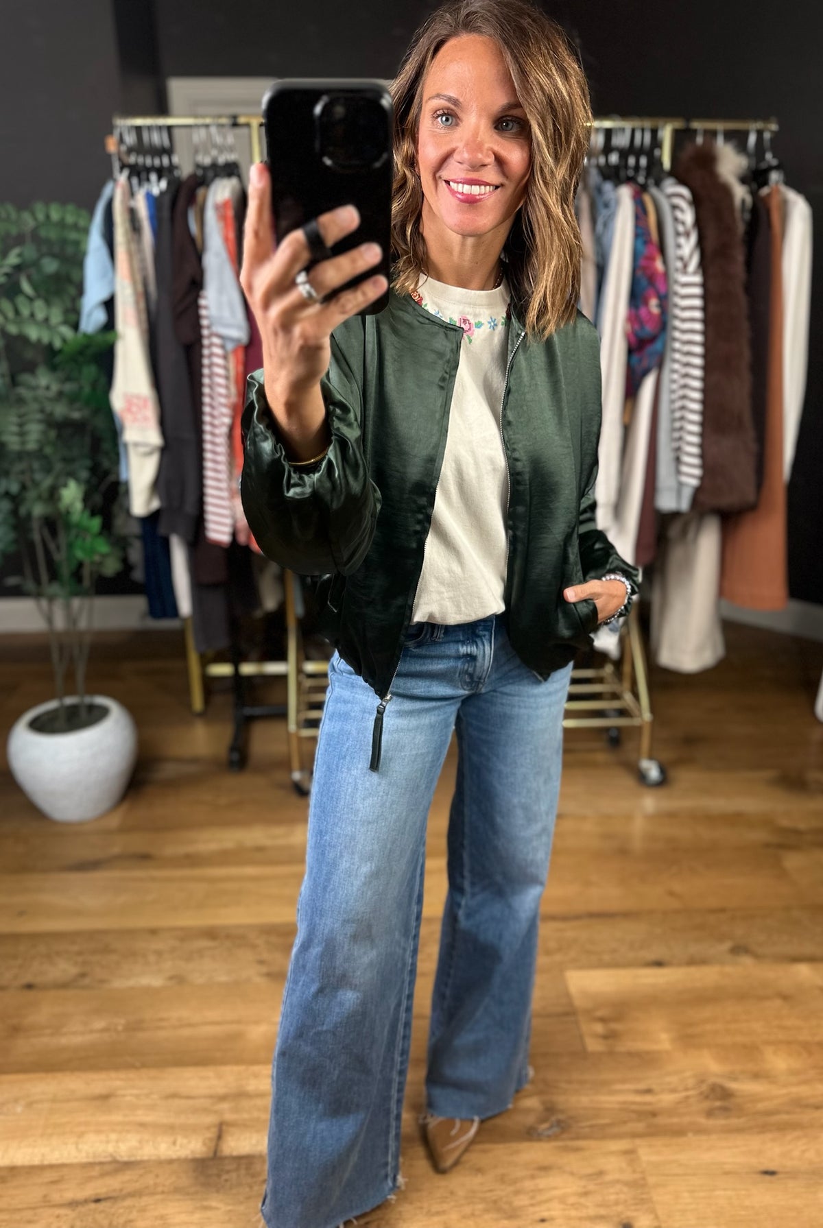 Balancing Act Bubble-Hem Jacket-Jackets-She & Sky-Anna Kaytes Boutique, Women's Fashion Boutique in Grinnell, Iowa