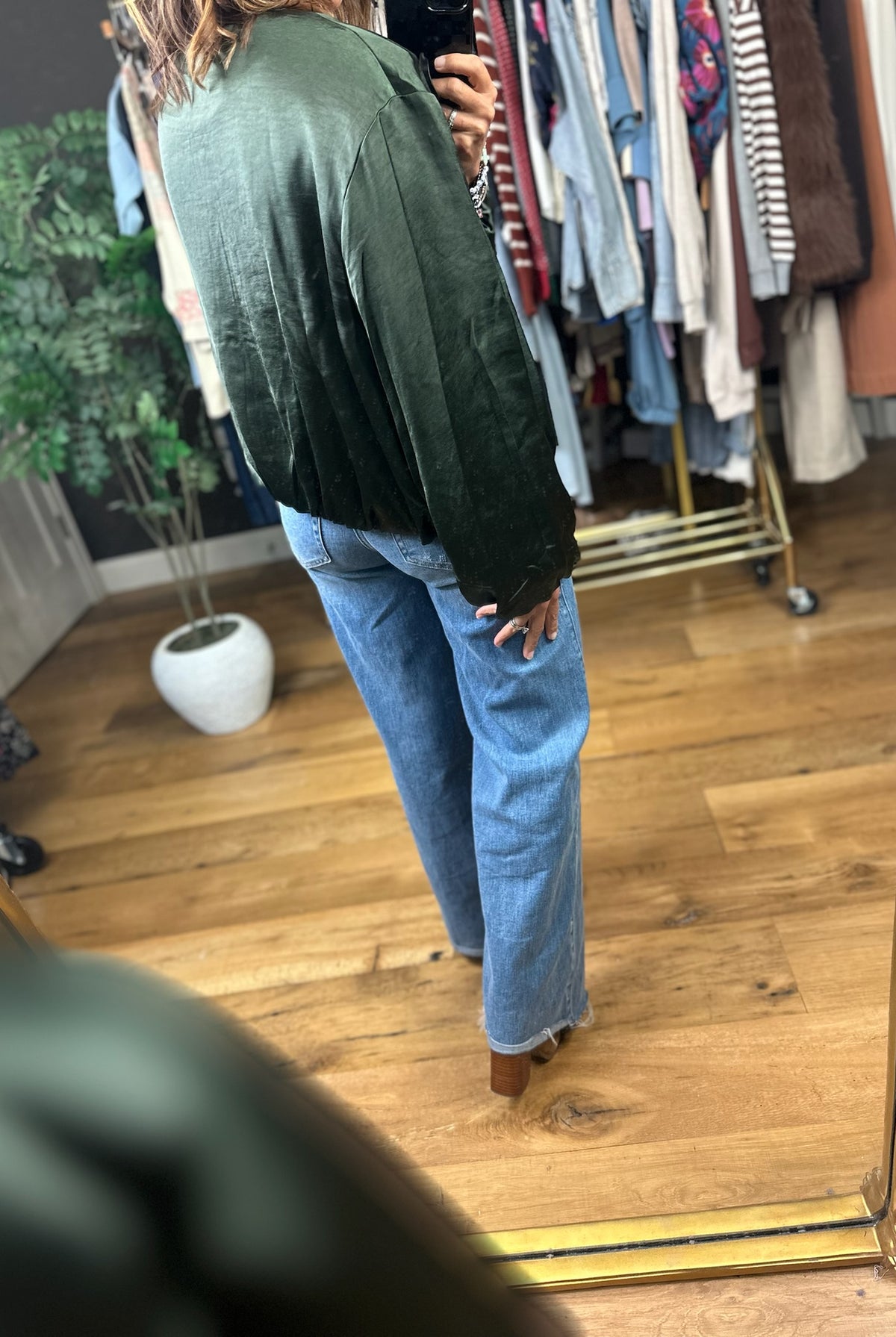 Balancing Act Bubble-Hem Jacket-Jackets-She & Sky-Anna Kaytes Boutique, Women's Fashion Boutique in Grinnell, Iowa