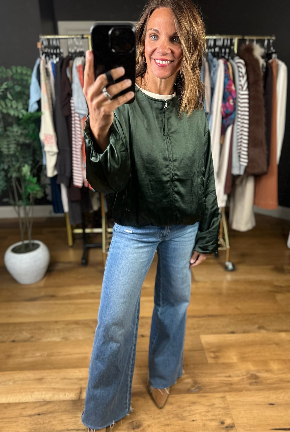 Balancing Act Bubble-Hem Jacket-Jackets-She & Sky-Anna Kaytes Boutique, Women's Fashion Boutique in Grinnell, Iowa