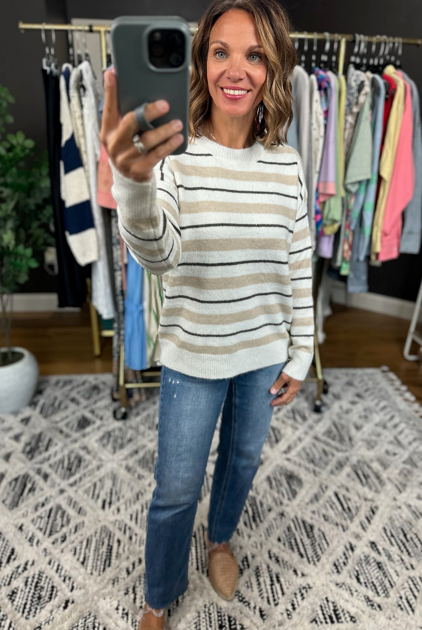 Believe In You Striped Knit Sweater-Sweaters-Staccato-Anna Kaytes Boutique, Women's Fashion Boutique in Grinnell, Iowa
