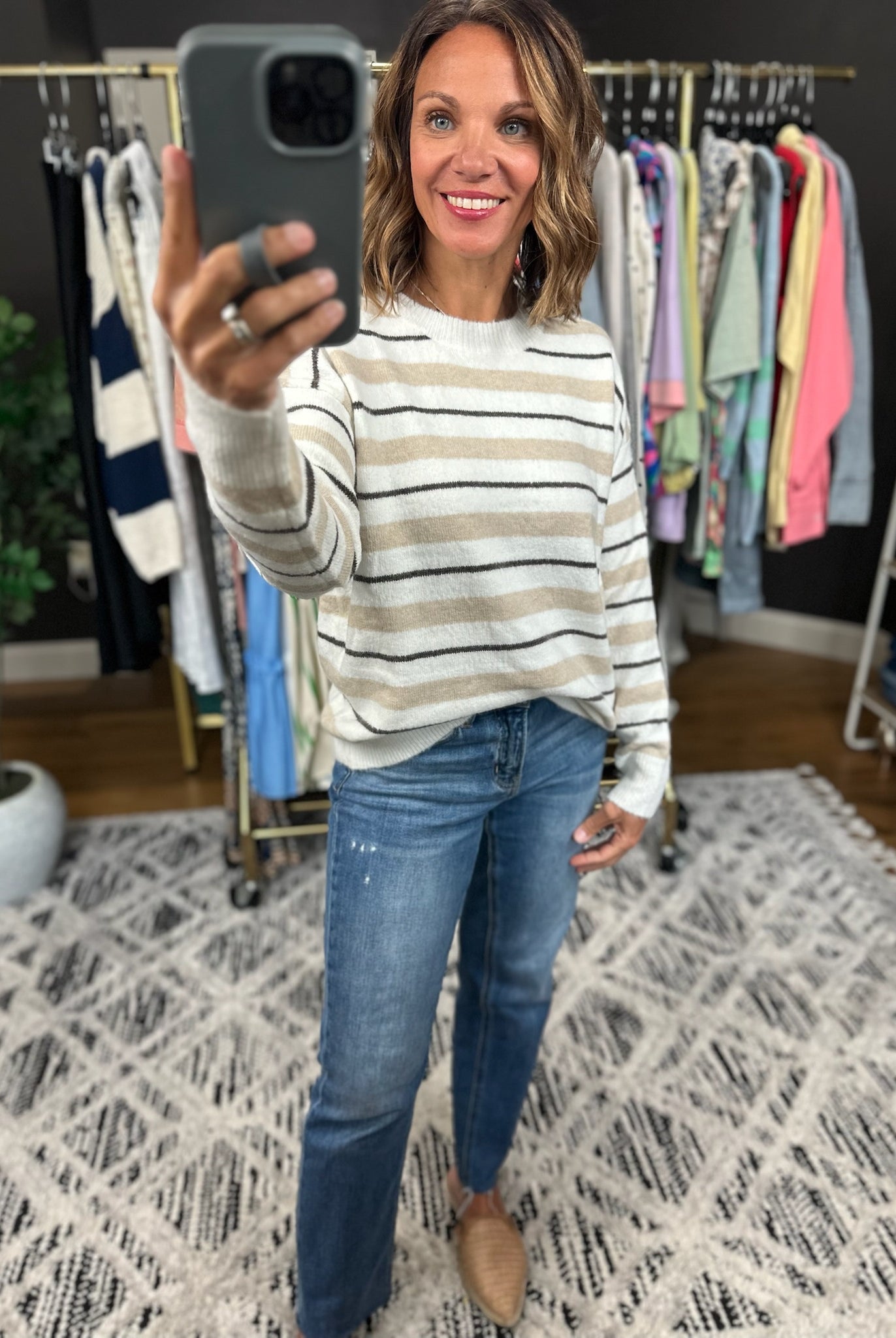 Believe In You Striped Knit Sweater-Sweaters-Staccato-Anna Kaytes Boutique, Women's Fashion Boutique in Grinnell, Iowa