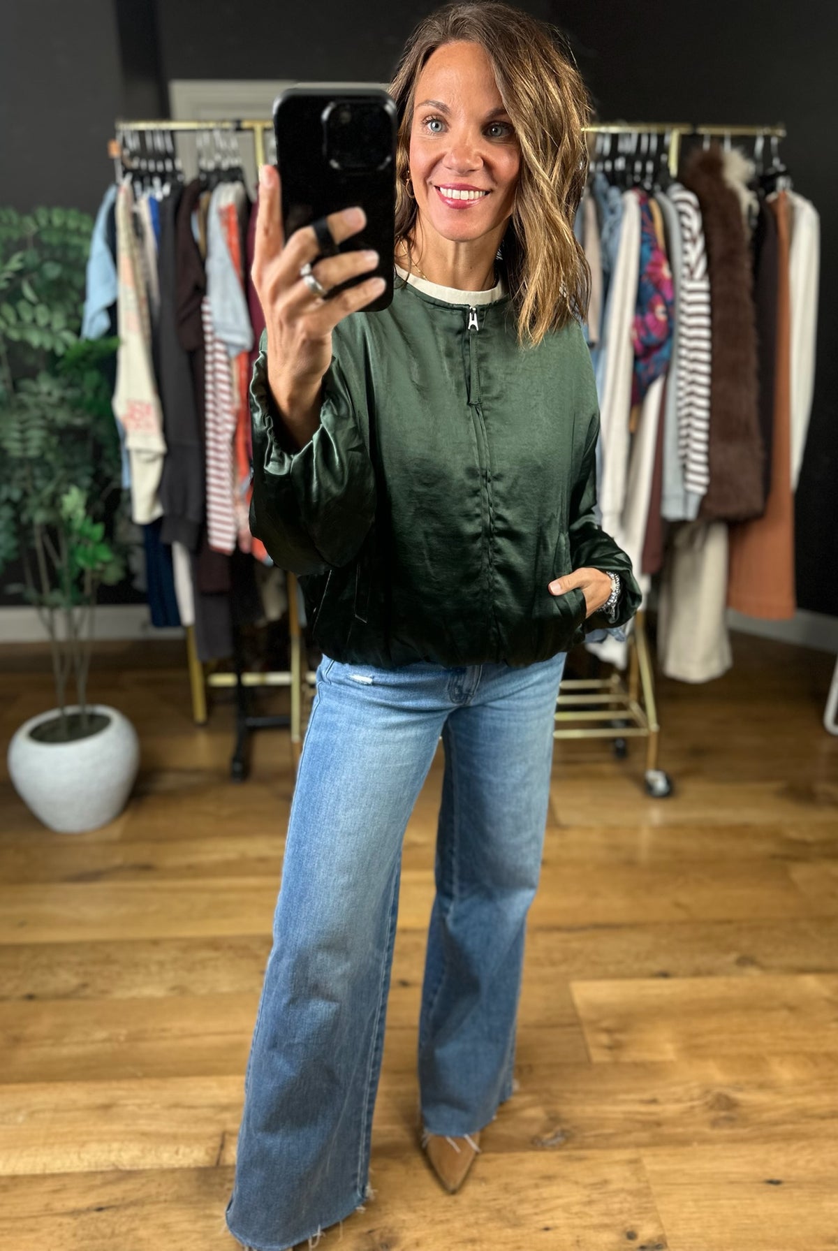 Balancing Act Bubble-Hem Jacket-Jackets-She & Sky-Anna Kaytes Boutique, Women's Fashion Boutique in Grinnell, Iowa