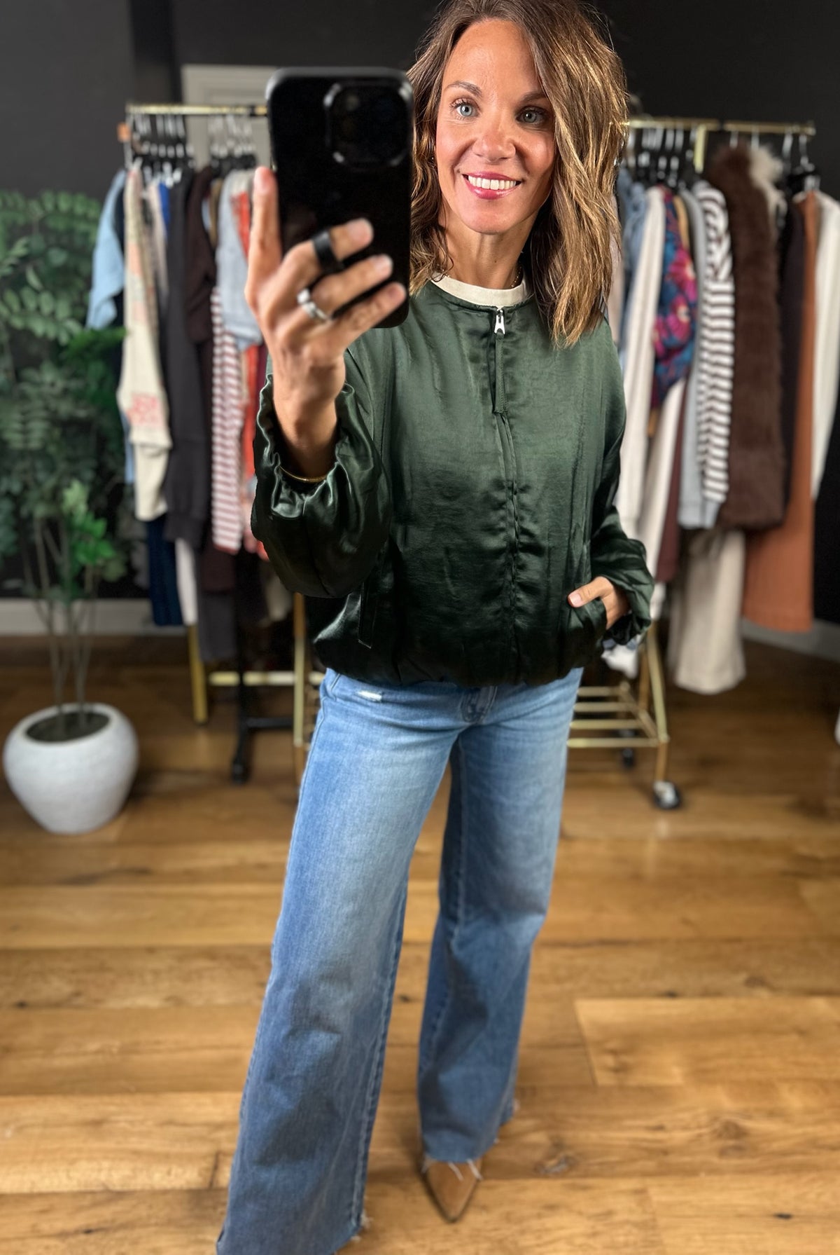 Balancing Act Bubble-Hem Jacket-Jackets-She & Sky-Anna Kaytes Boutique, Women's Fashion Boutique in Grinnell, Iowa
