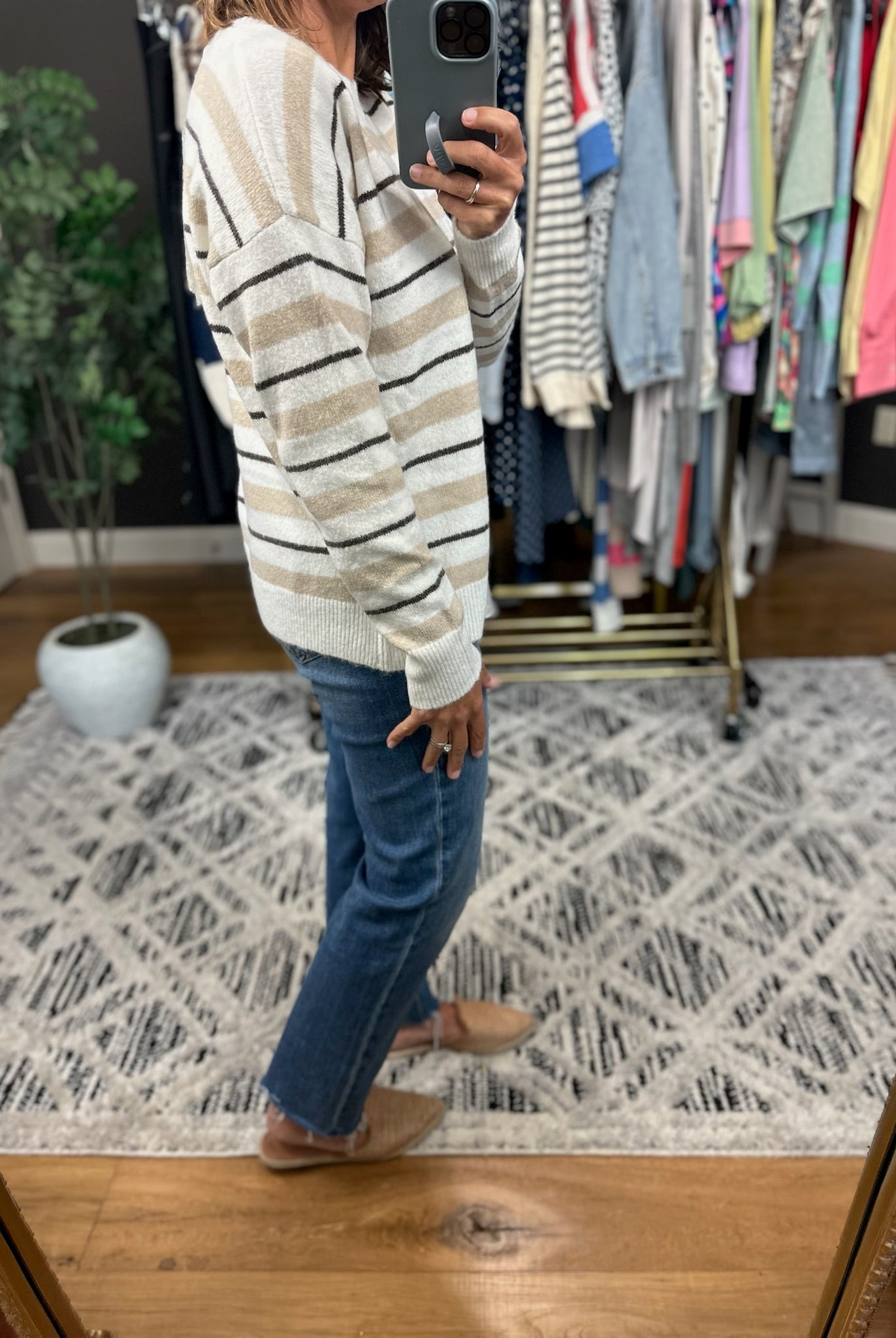 Believe In You Striped Knit Sweater-Sweaters-Staccato-Anna Kaytes Boutique, Women's Fashion Boutique in Grinnell, Iowa