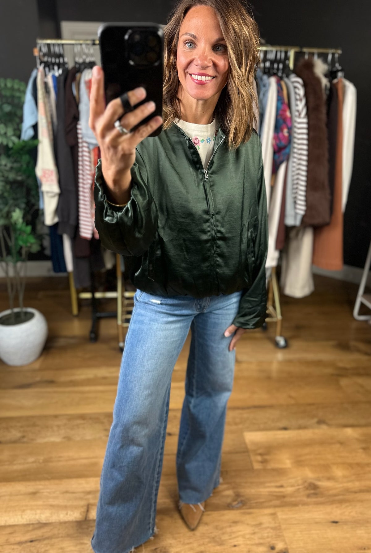 Balancing Act Bubble-Hem Jacket-Jackets-She & Sky-Anna Kaytes Boutique, Women's Fashion Boutique in Grinnell, Iowa