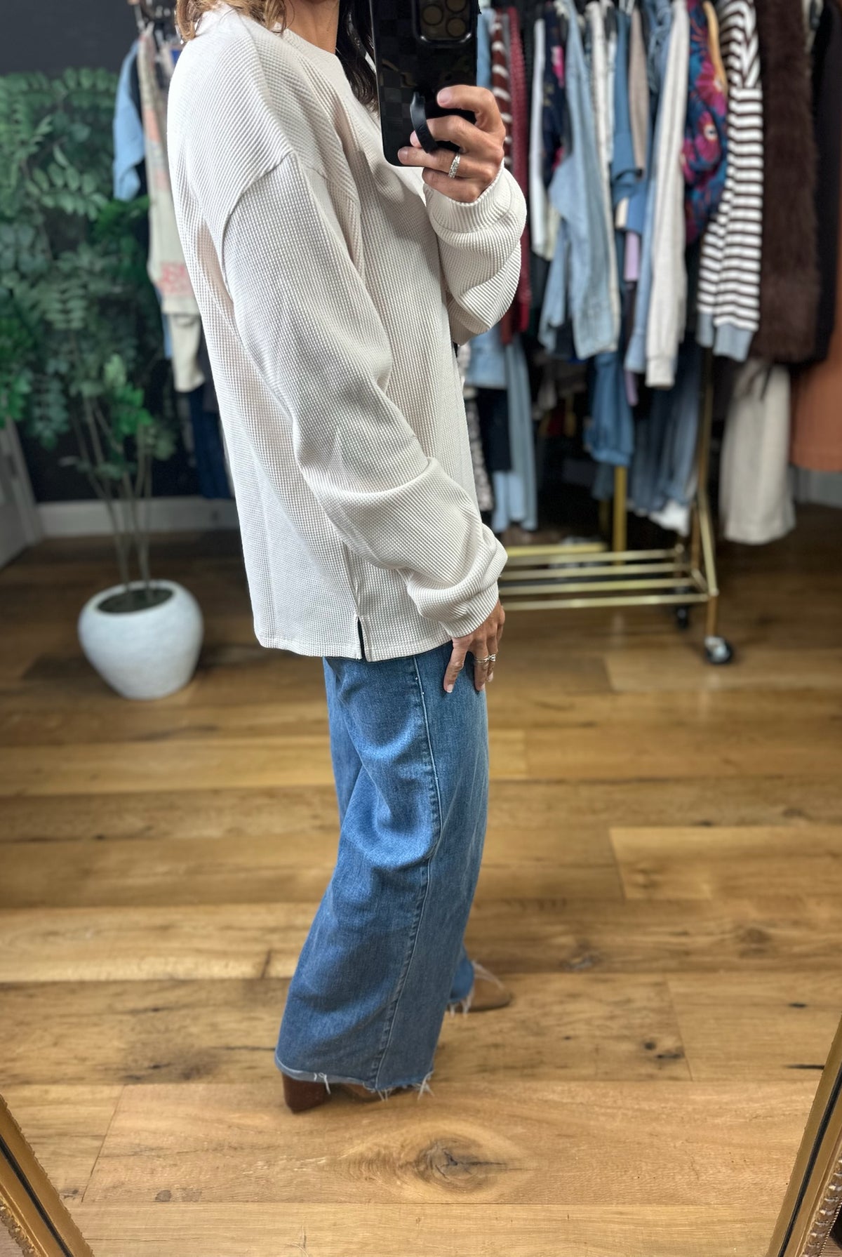 The Right Look Waffle Long-Sleeve Top-Long Sleeves-Wishlist-Anna Kaytes Boutique, Women's Fashion Boutique in Grinnell, Iowa