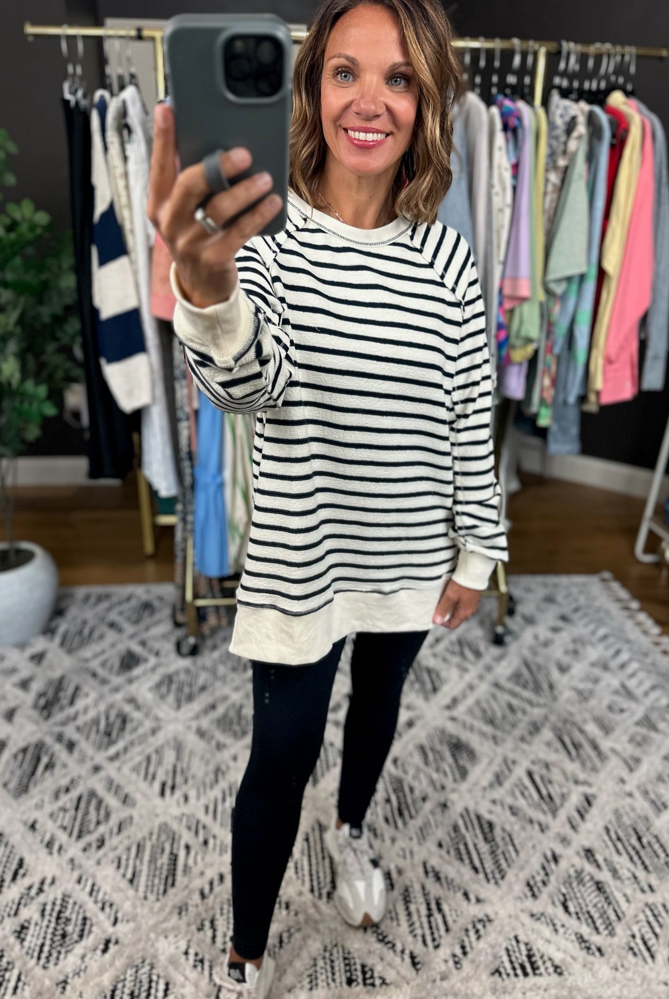 On My Mind Striped Crew-Sweaters-Wishlist-Anna Kaytes Boutique, Women's Fashion Boutique in Grinnell, Iowa