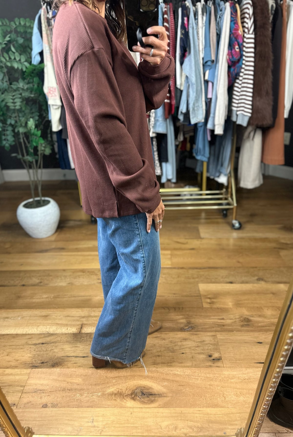 The Right Look Waffle Long-Sleeve Top-Long Sleeves-Wishlist-Anna Kaytes Boutique, Women's Fashion Boutique in Grinnell, Iowa