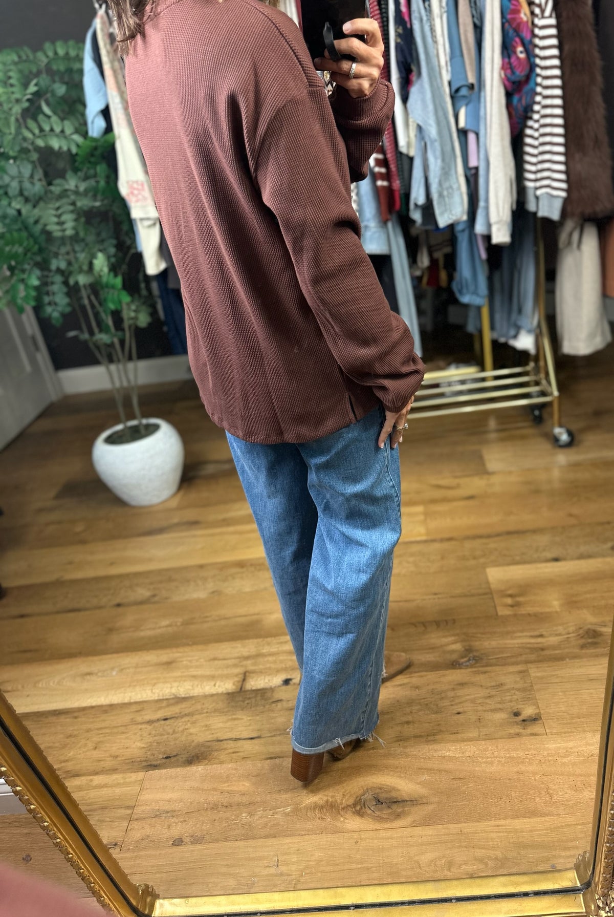 The Right Look Waffle Long-Sleeve Top-Long Sleeves-Wishlist-Anna Kaytes Boutique, Women's Fashion Boutique in Grinnell, Iowa