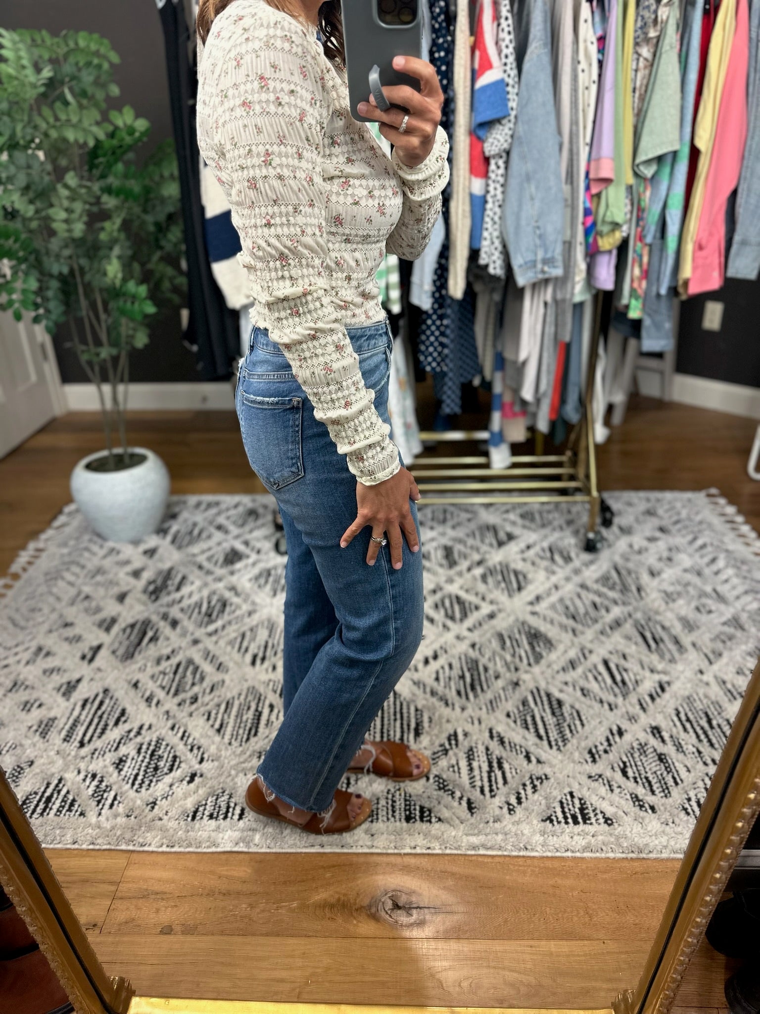 Across From You Floral Top-Long Sleeves-Dave & Dani-Anna Kaytes Boutique, Women's Fashion Boutique in Grinnell, Iowa