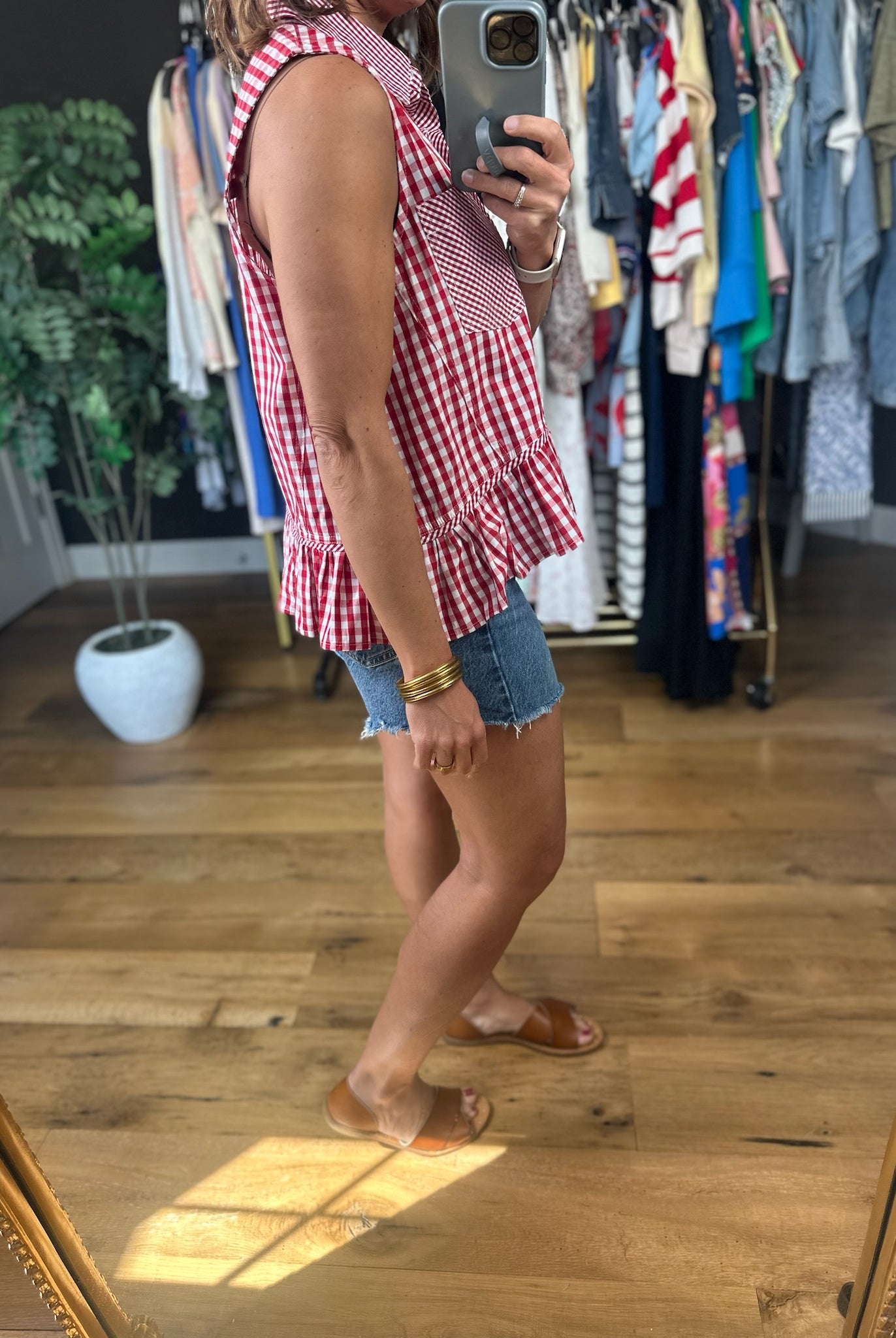 Summer Darling Peplum Button-Down-Sleeveless-Entro-Anna Kaytes Boutique, Women's Fashion Boutique in Grinnell, Iowa