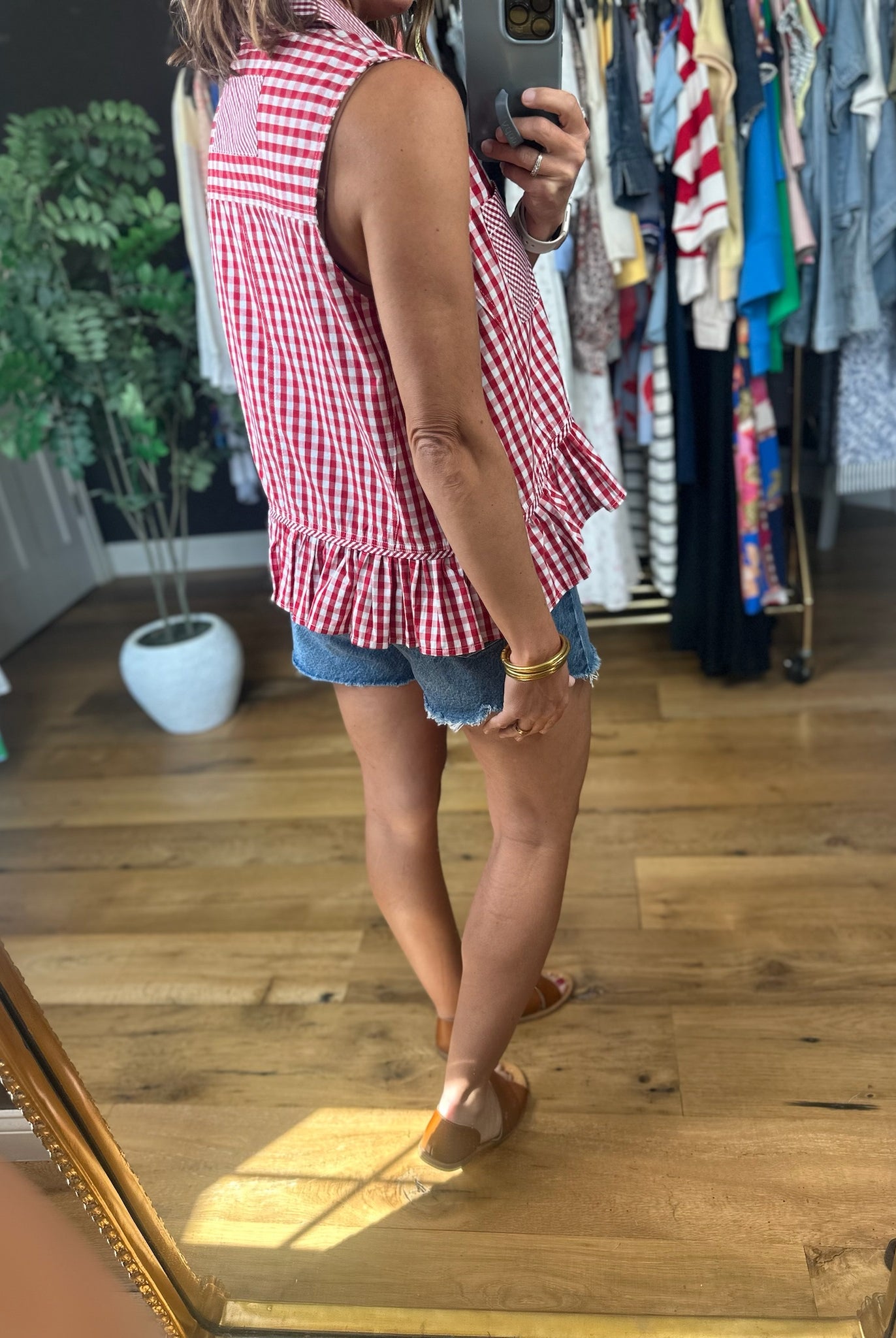 Summer Darling Peplum Button-Down-Sleeveless-Entro-Anna Kaytes Boutique, Women's Fashion Boutique in Grinnell, Iowa