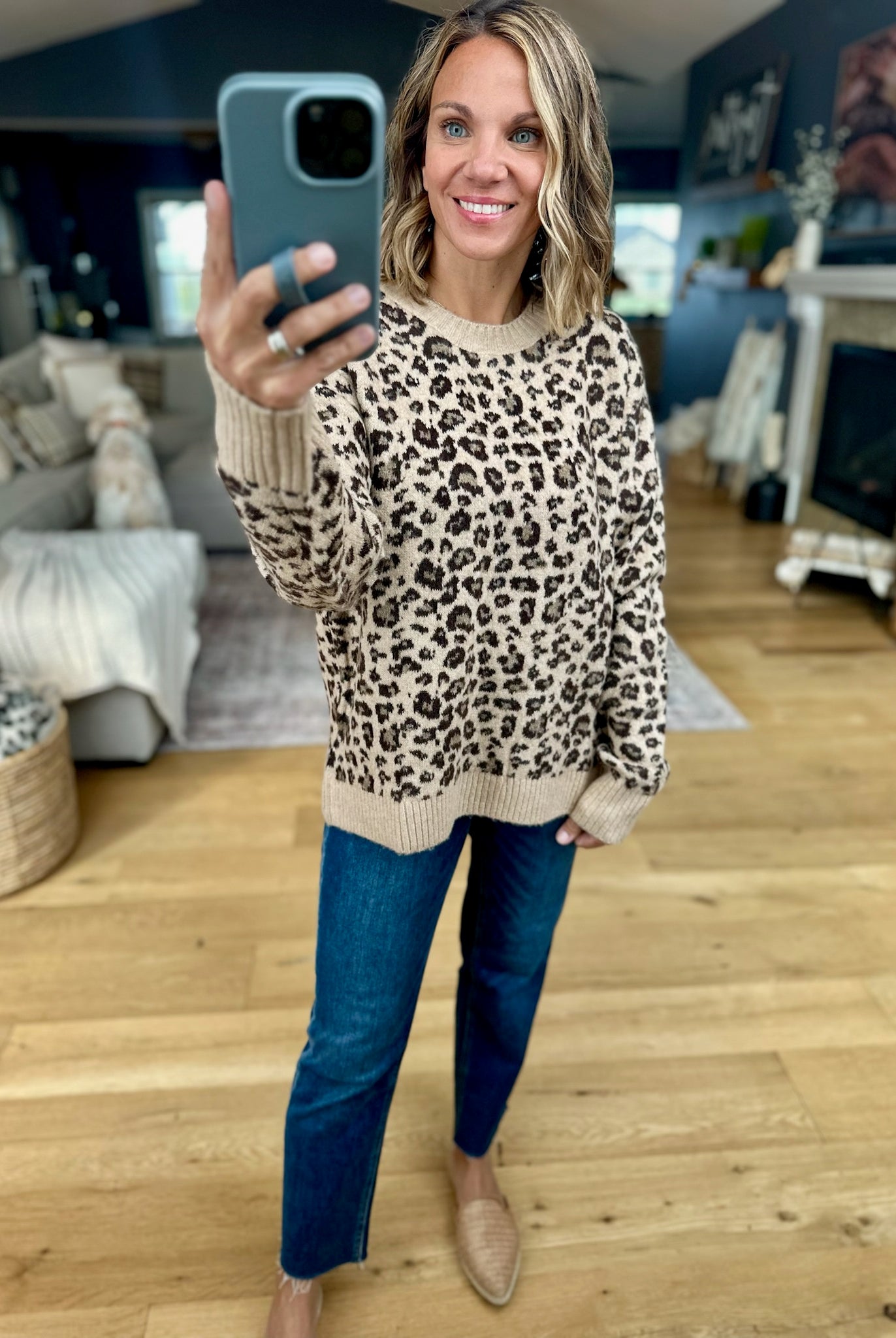On The Way Animal Print Crew Sweater-Wishlist-Anna Kaytes Boutique, Women's Fashion Boutique in Grinnell, Iowa