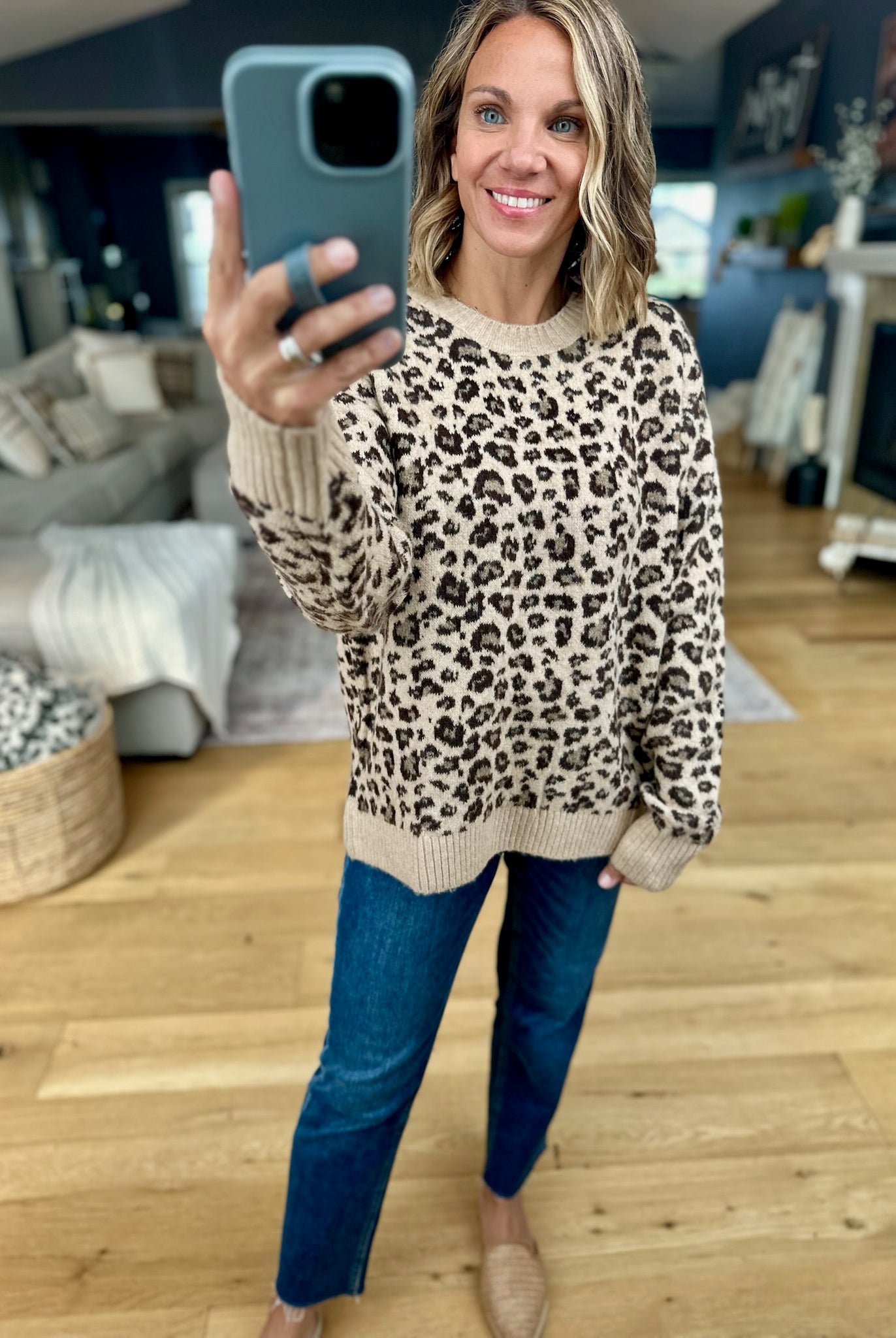 On The Way Animal Print Crew Sweater-Wishlist-Anna Kaytes Boutique, Women's Fashion Boutique in Grinnell, Iowa