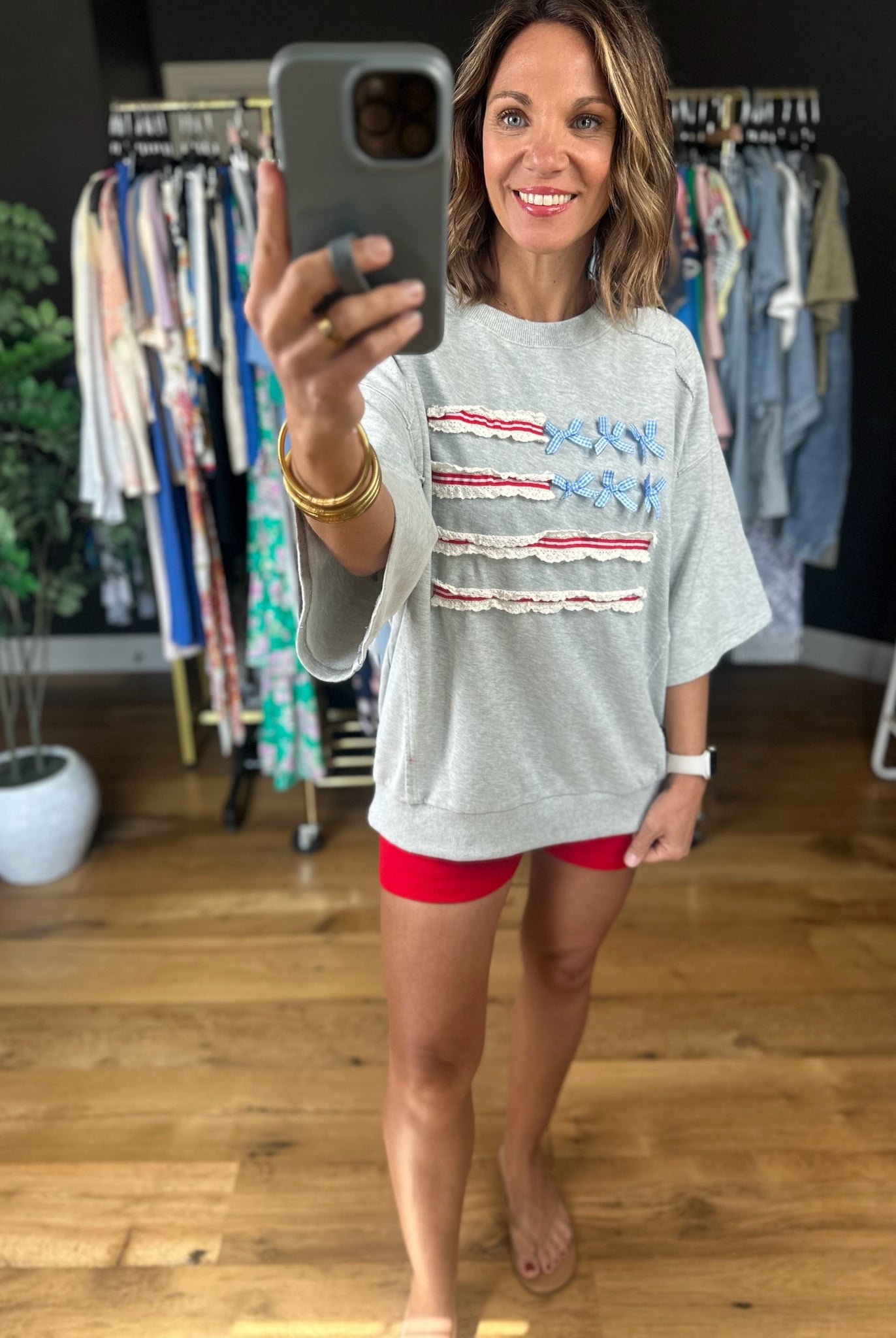 American Dream Oversized Flag Tee-Short Sleeves-Easel-Anna Kaytes Boutique, Women's Fashion Boutique in Grinnell, Iowa