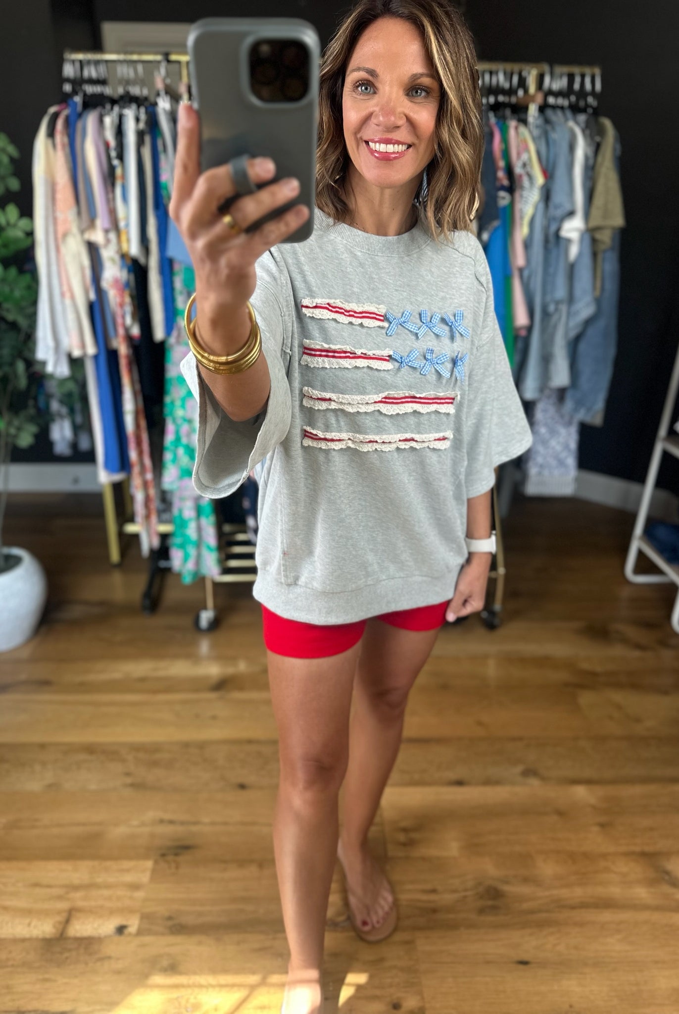 American Dream Oversized Flag Tee-Short Sleeves-Easel-Anna Kaytes Boutique, Women's Fashion Boutique in Grinnell, Iowa