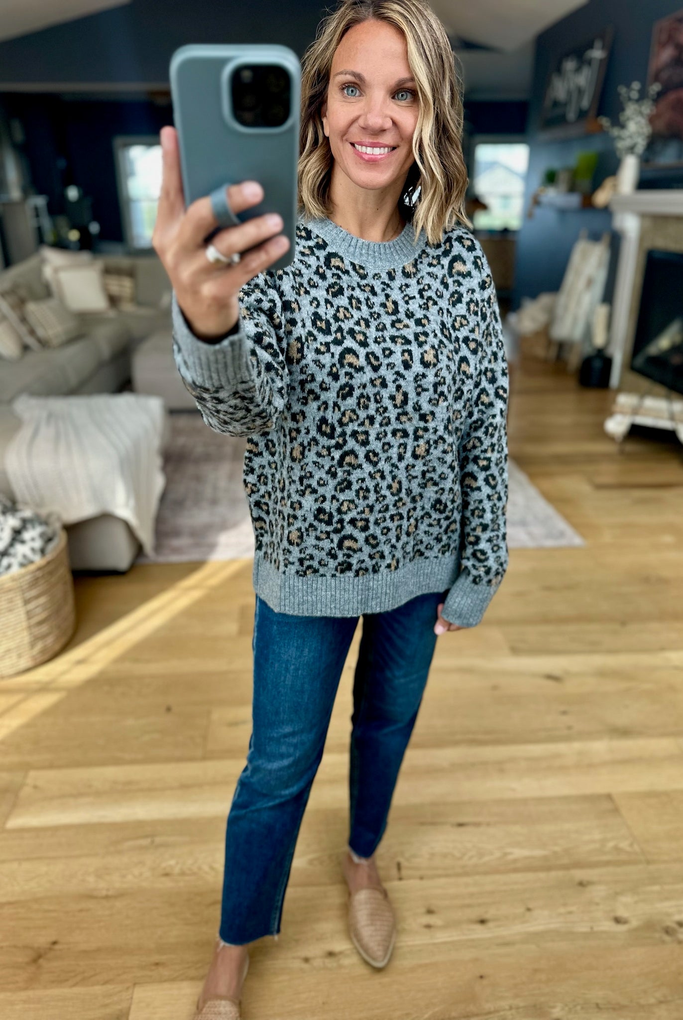On The Way Animal Print Crew Sweater-Wishlist-Anna Kaytes Boutique, Women's Fashion Boutique in Grinnell, Iowa