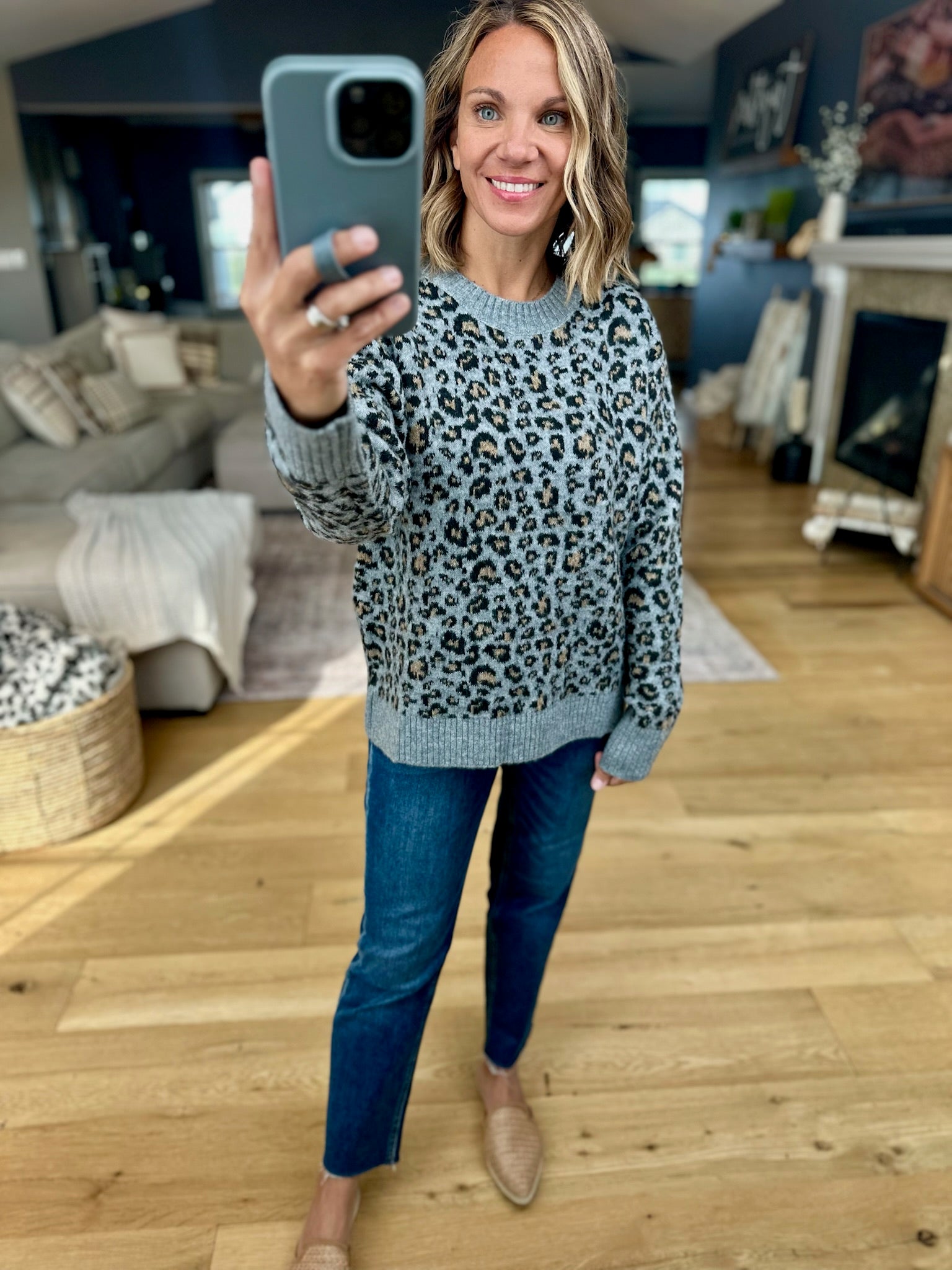 On The Way Animal Print Crew Sweater-Wishlist-Anna Kaytes Boutique, Women's Fashion Boutique in Grinnell, Iowa