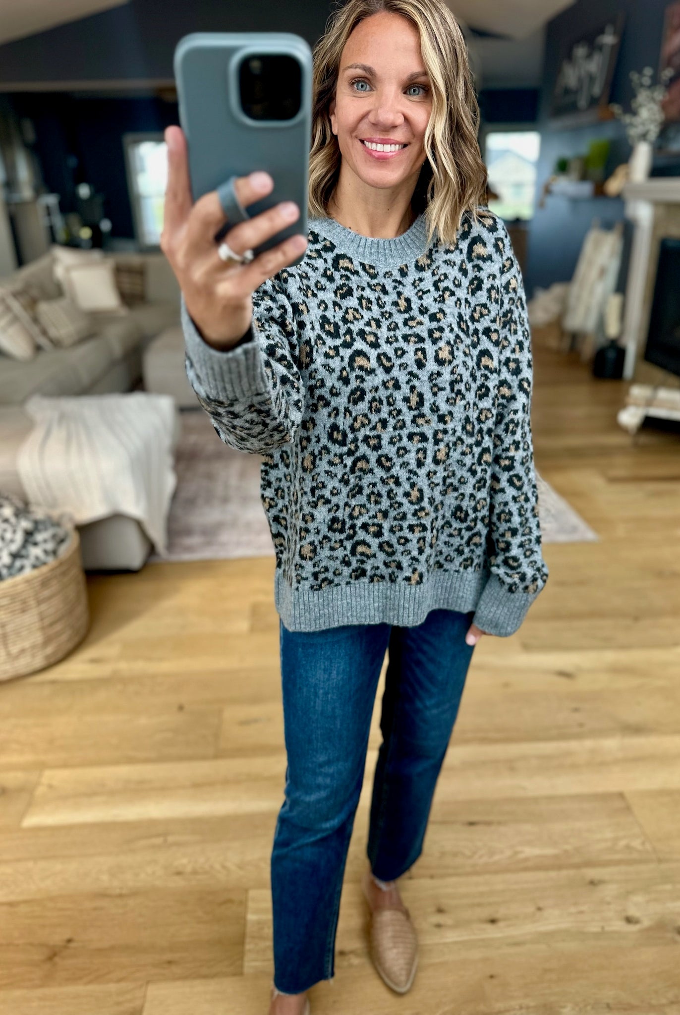 On The Way Animal Print Crew Sweater-Wishlist-Anna Kaytes Boutique, Women's Fashion Boutique in Grinnell, Iowa