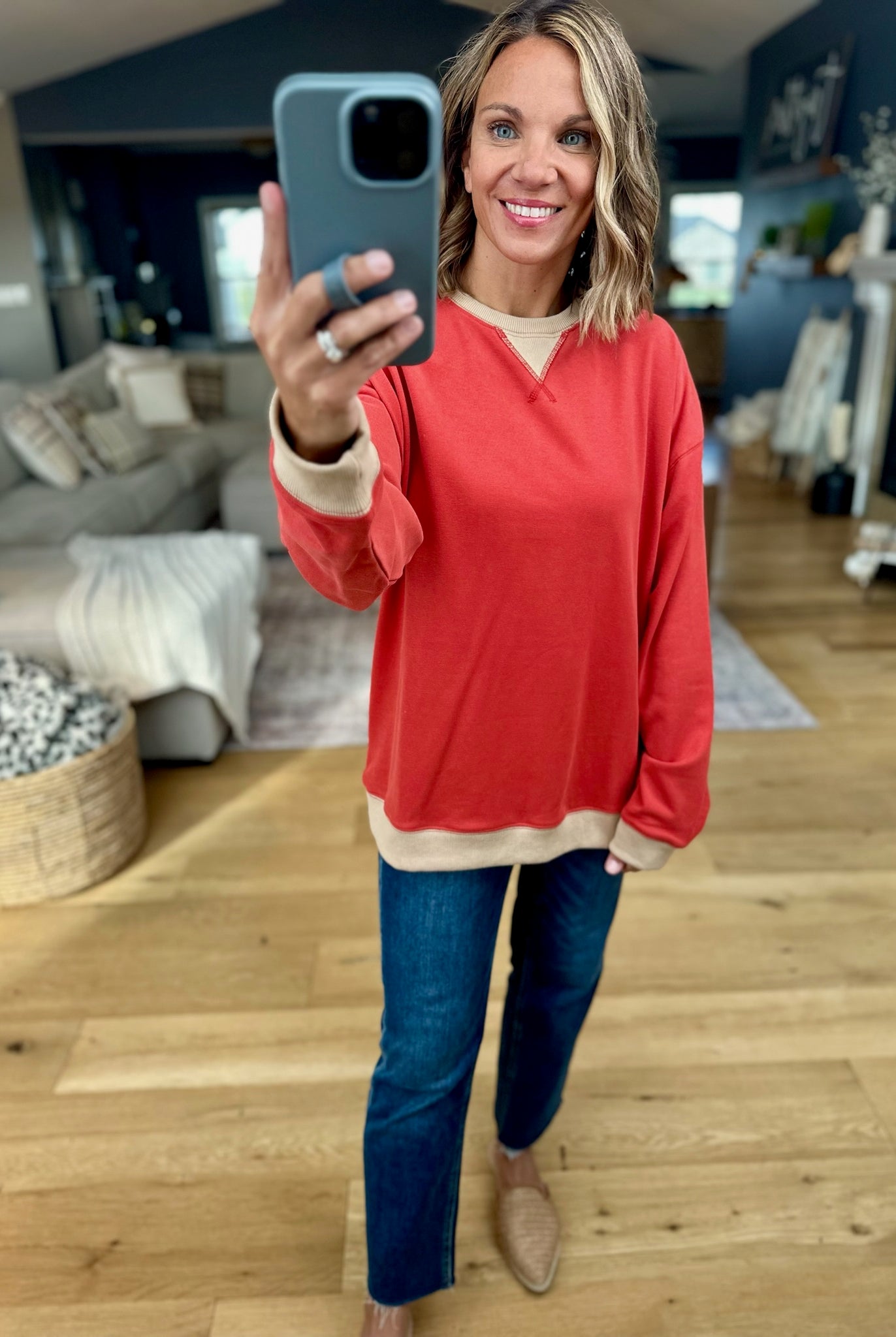 Somewhere We Know Two-Toned Crew-Wishlist-Anna Kaytes Boutique, Women's Fashion Boutique in Grinnell, Iowa