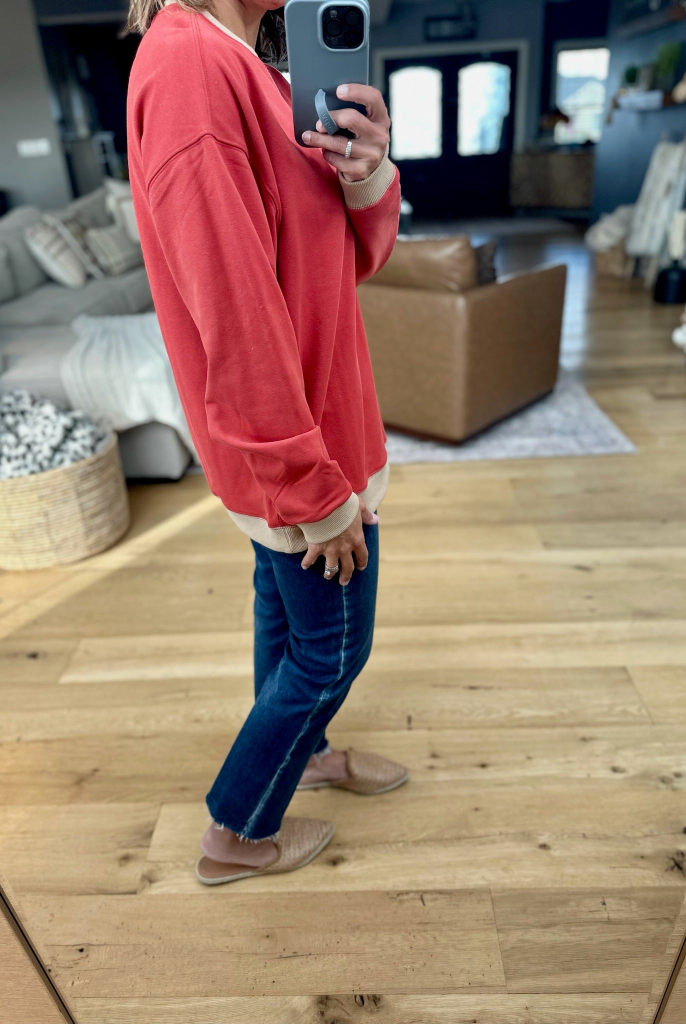 Somewhere We Know Two-Toned Crew-Wishlist-Anna Kaytes Boutique, Women's Fashion Boutique in Grinnell, Iowa