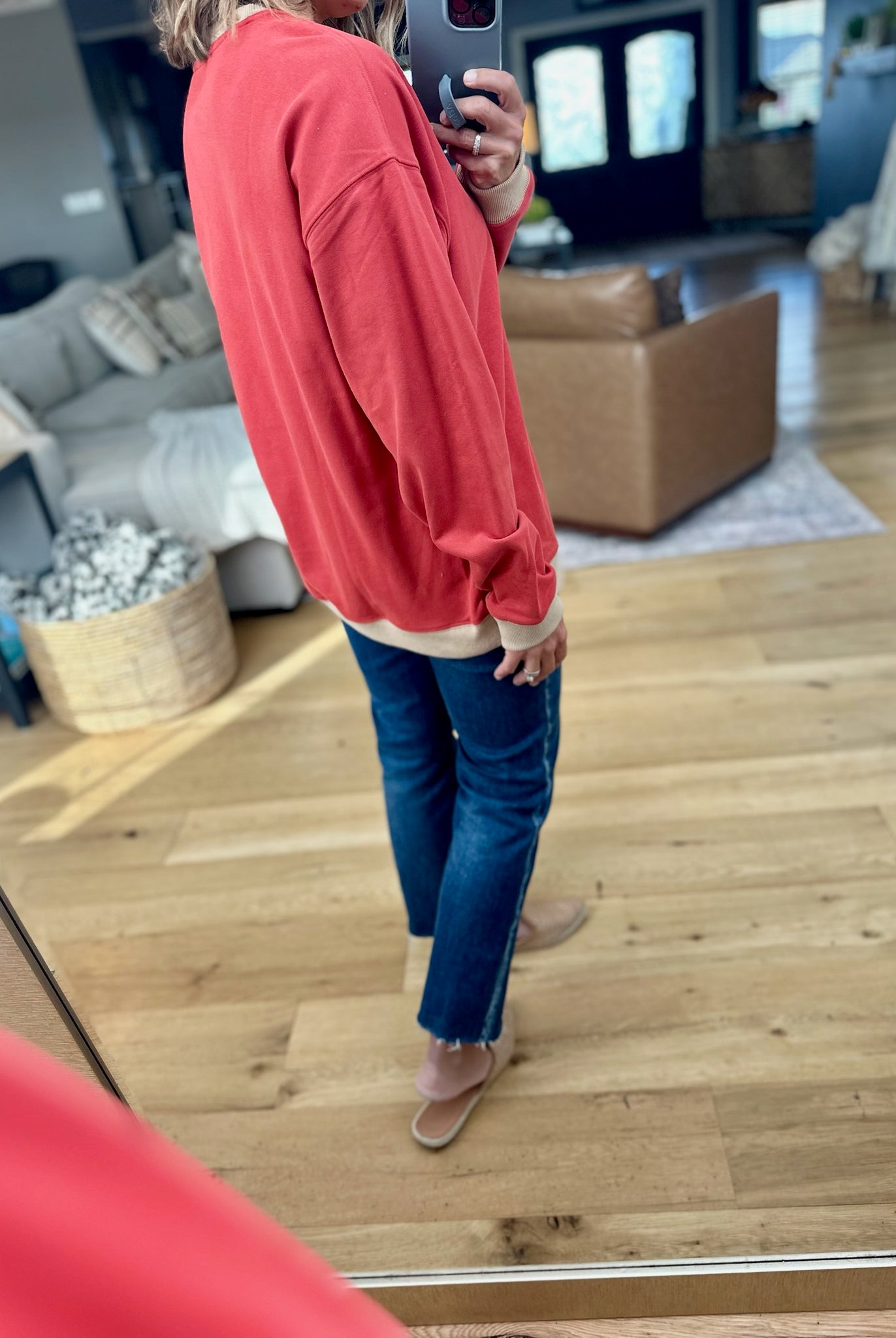 Somewhere We Know Two-Toned Crew-Wishlist-Anna Kaytes Boutique, Women's Fashion Boutique in Grinnell, Iowa