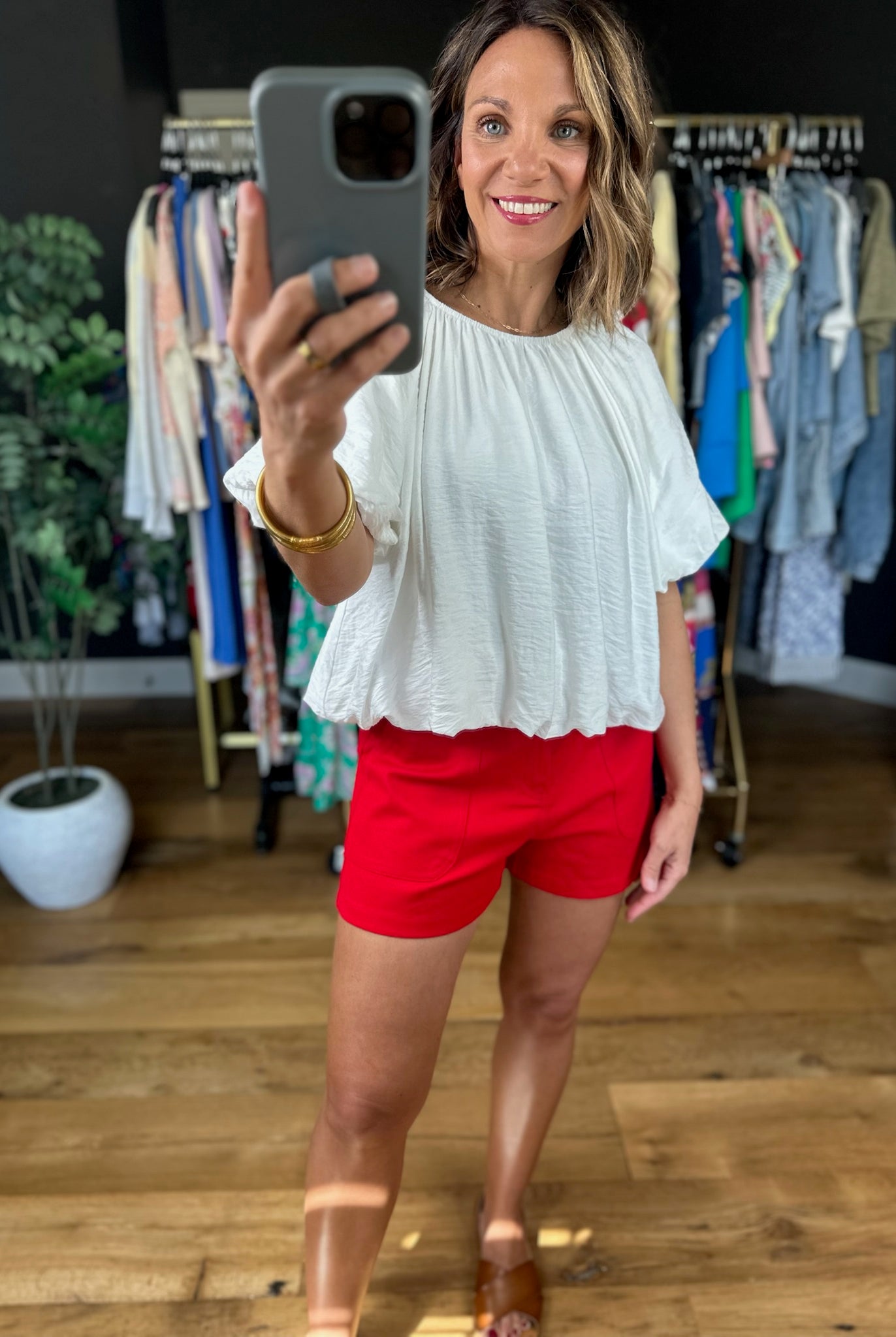 Missing Chapter Bubble-Hem Top-Short Sleeves-Entro-Anna Kaytes Boutique, Women's Fashion Boutique in Grinnell, Iowa