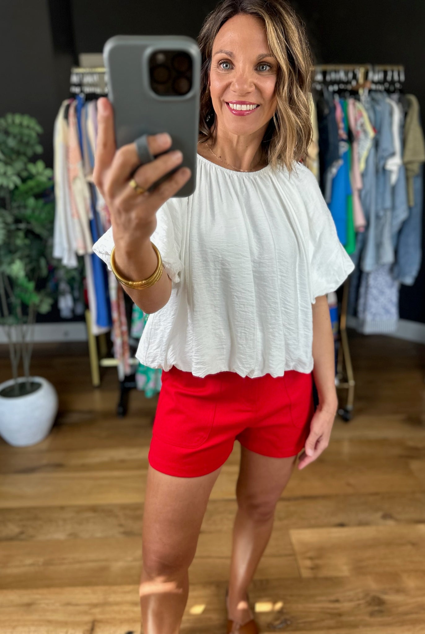 Missing Chapter Bubble-Hem Top-Short Sleeves-Entro-Anna Kaytes Boutique, Women's Fashion Boutique in Grinnell, Iowa