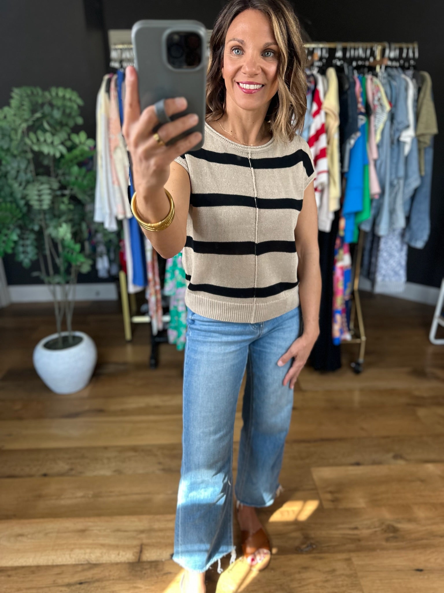 Say So Striped Knit Top-Short Sleeves-Blu Pepper-Anna Kaytes Boutique, Women's Fashion Boutique in Grinnell, Iowa