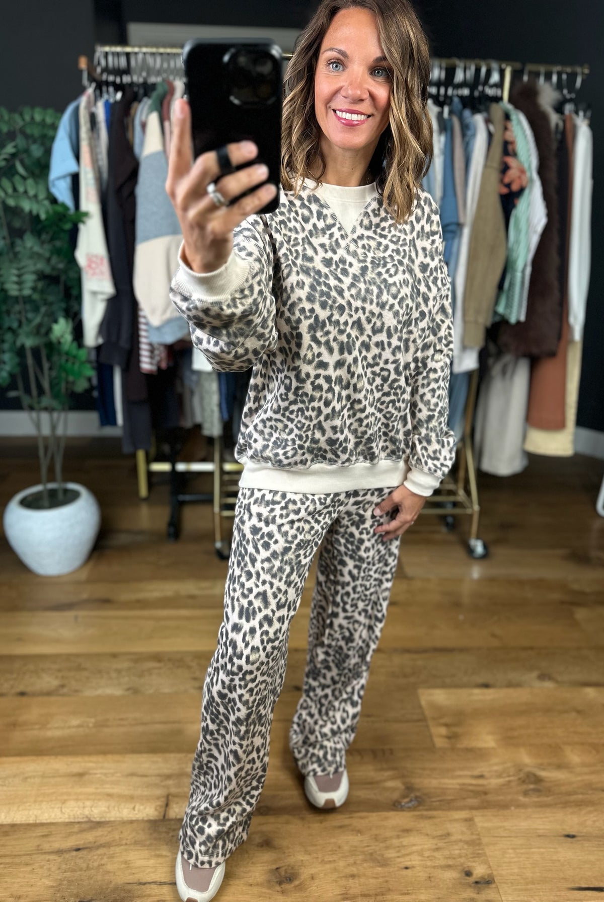 On The Spot Leopard Print Crewneck-Sweaters-JOA-Anna Kaytes Boutique, Women's Fashion Boutique in Grinnell, Iowa