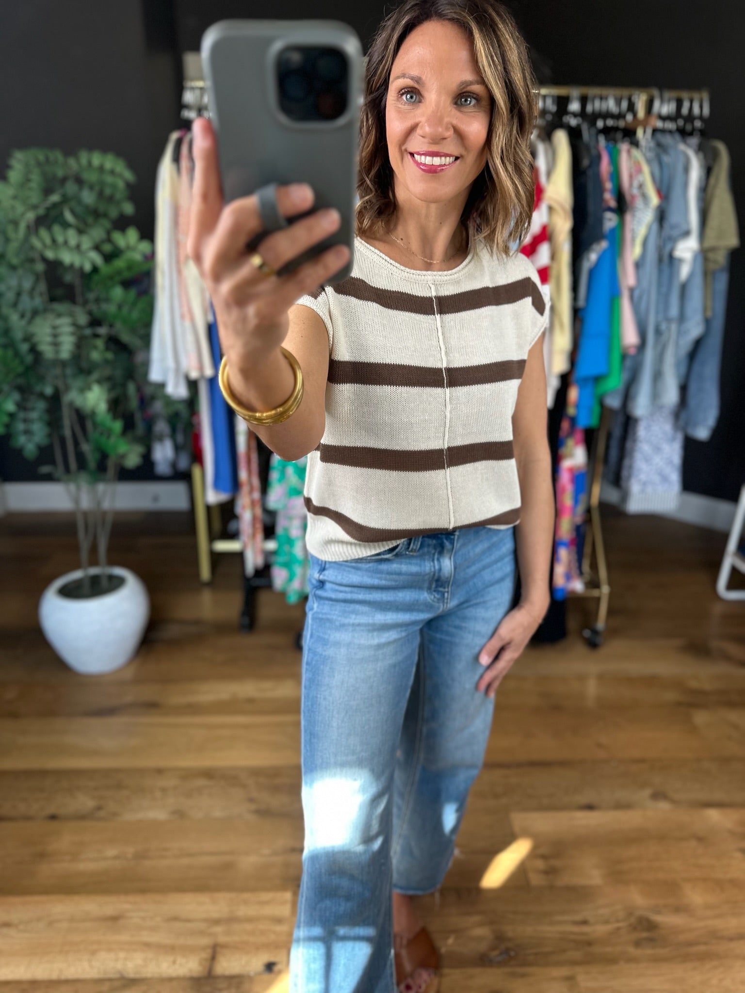 Say So Striped Knit Top-Short Sleeves-Blu Pepper-Anna Kaytes Boutique, Women's Fashion Boutique in Grinnell, Iowa