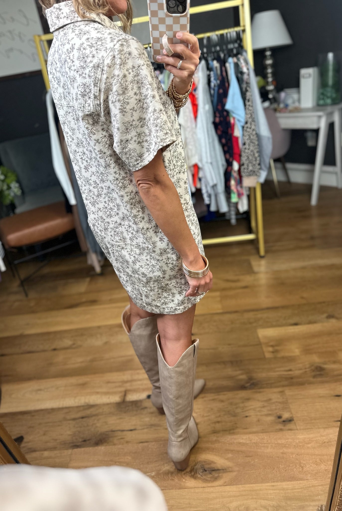 Heading West Floral Button-Down Romper - Natural/Brown-Wishlist-Anna Kaytes Boutique, Women's Fashion Boutique in Grinnell, Iowa