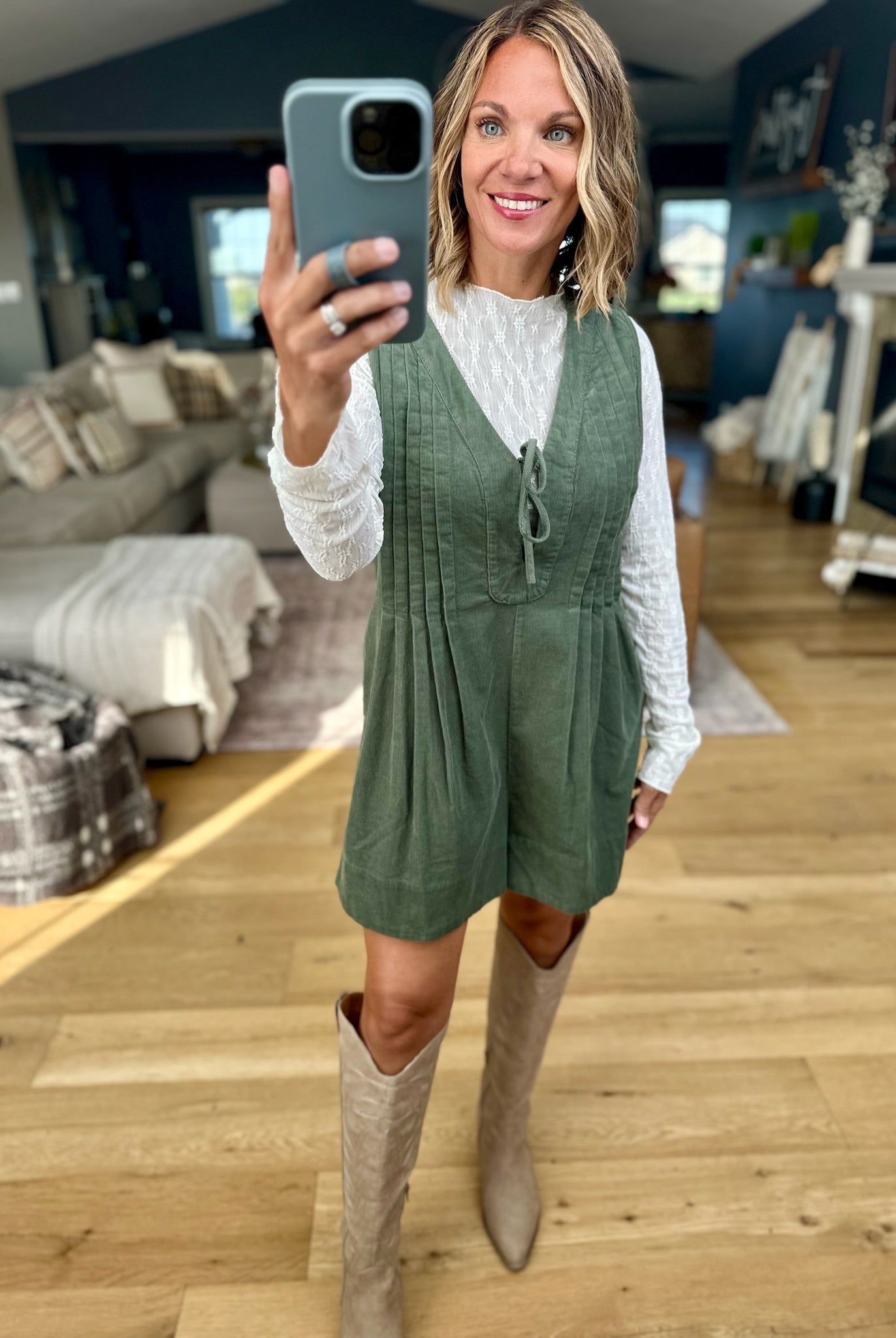 **Start With Fall Tie-Front Romper-Wishlist-Anna Kaytes Boutique, Women's Fashion Boutique in Grinnell, Iowa
