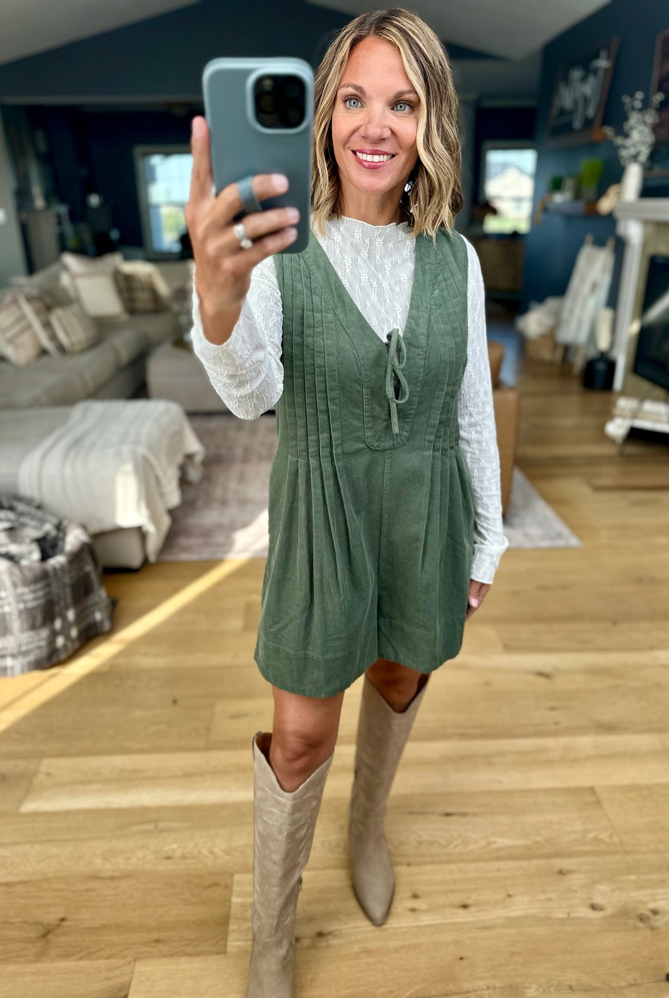 **Start With Fall Tie-Front Romper-Wishlist-Anna Kaytes Boutique, Women's Fashion Boutique in Grinnell, Iowa