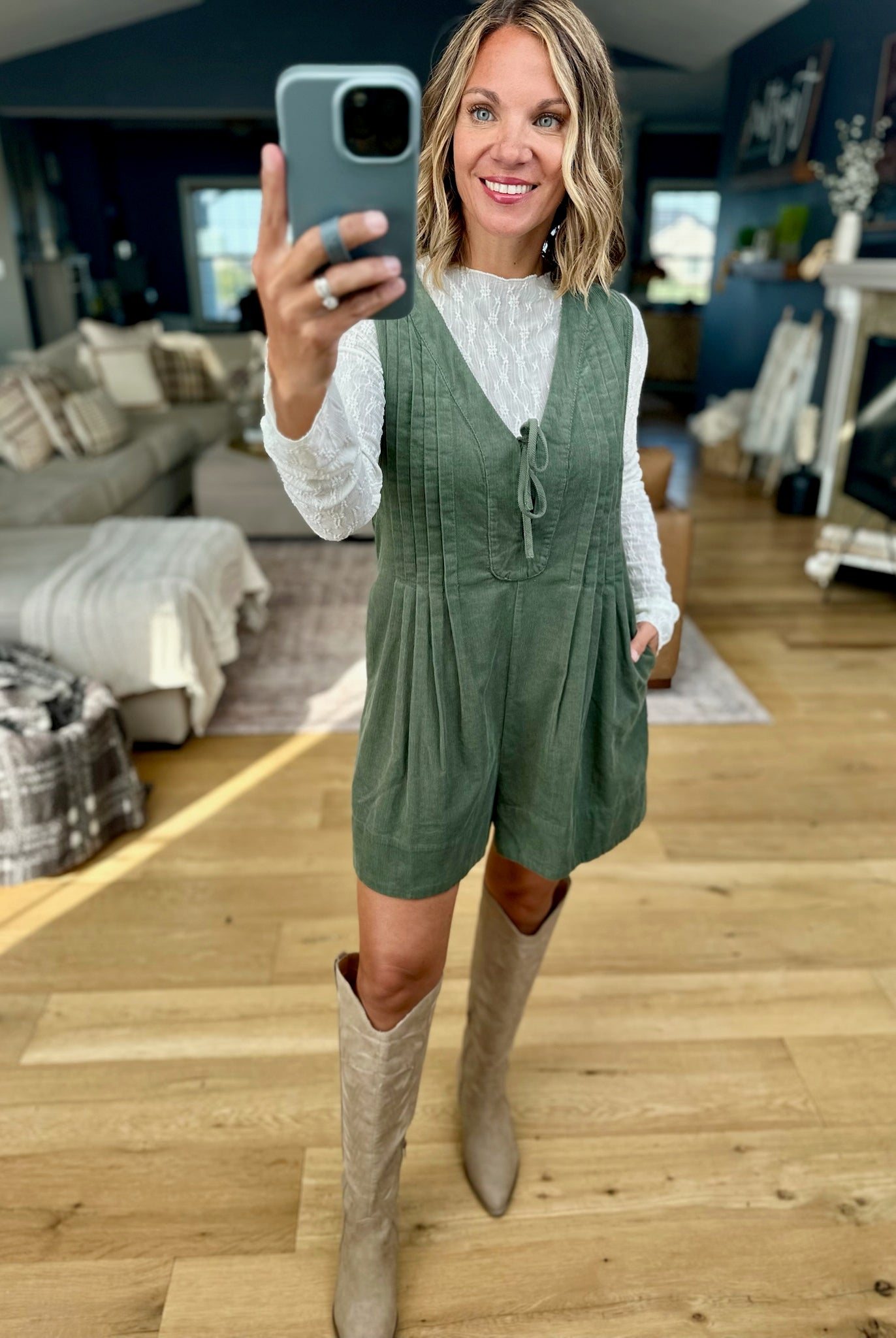 **Start With Fall Tie-Front Romper-Wishlist-Anna Kaytes Boutique, Women's Fashion Boutique in Grinnell, Iowa
